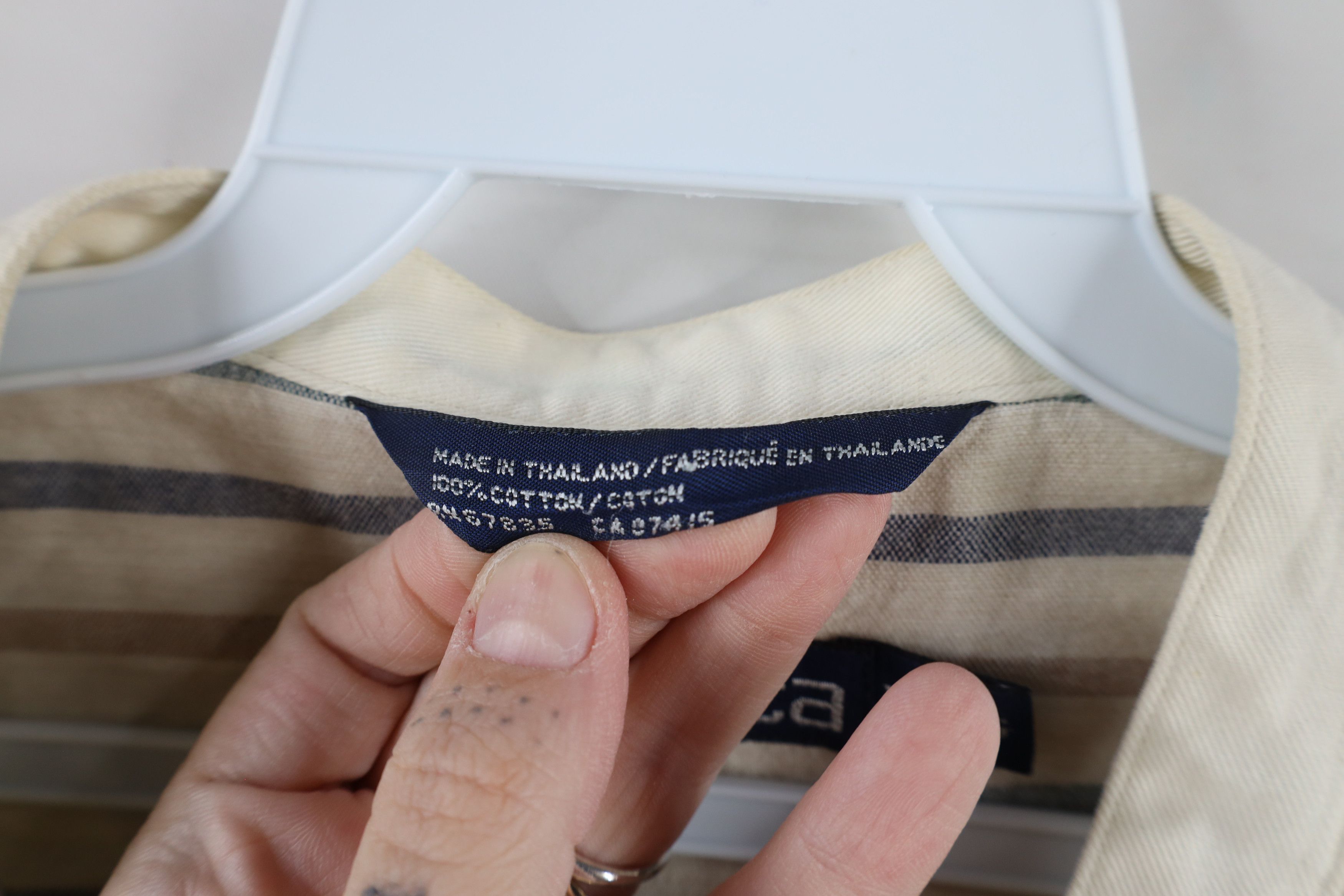 Nautica × Vintage Vintage 90s Nautica Rainbow Striped Band Collar Button Shirt Size US XL / EU 56 / 4 - 4 Thumbnail