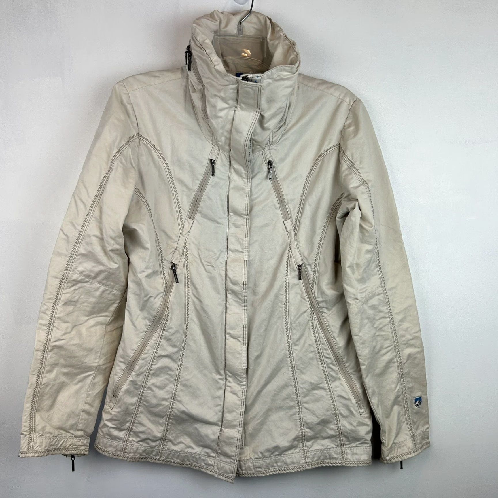 Kuhl Jacket Womens S Beige Lined Hooded Minimalist Capsule Outdoor Casual