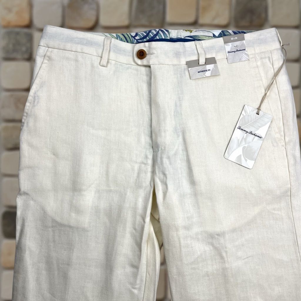 Tommy Bahama Tommy Bahama Pants Flat Front Linen Beige Lightweight Breathable Sample Dress Men Size US 32 / EU 48 - 1 Thumbnail