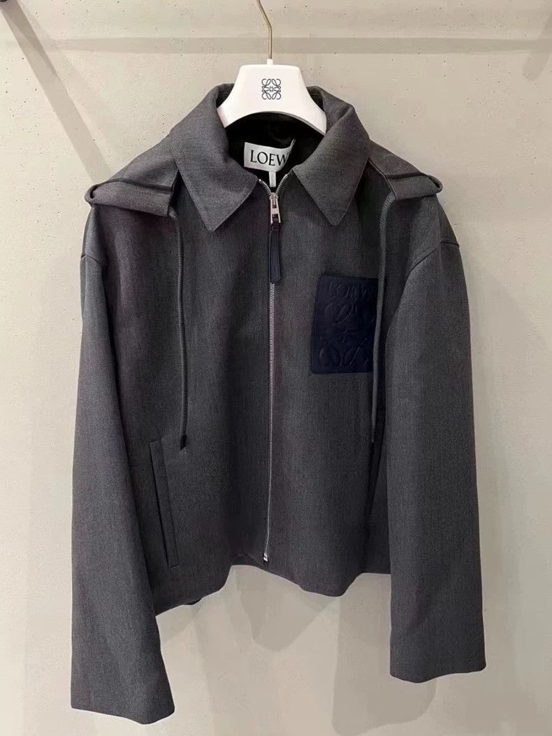 Loewe Loewe Gray Anagram Wool Hooded Zipper Parka Size US S / EU 44-46 / 1 - 5 Thumbnail