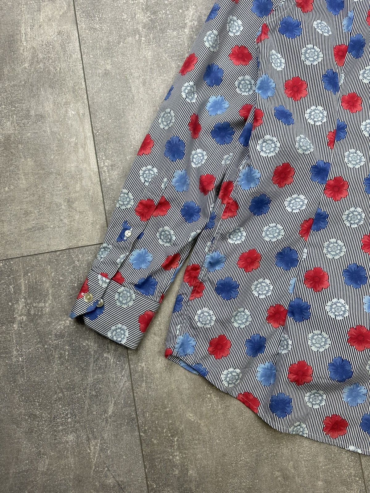 Vintage Eton Striped Shirt Button Up Flowers Print Size US L / EU 52-54 / 3 - 12 Thumbnail
