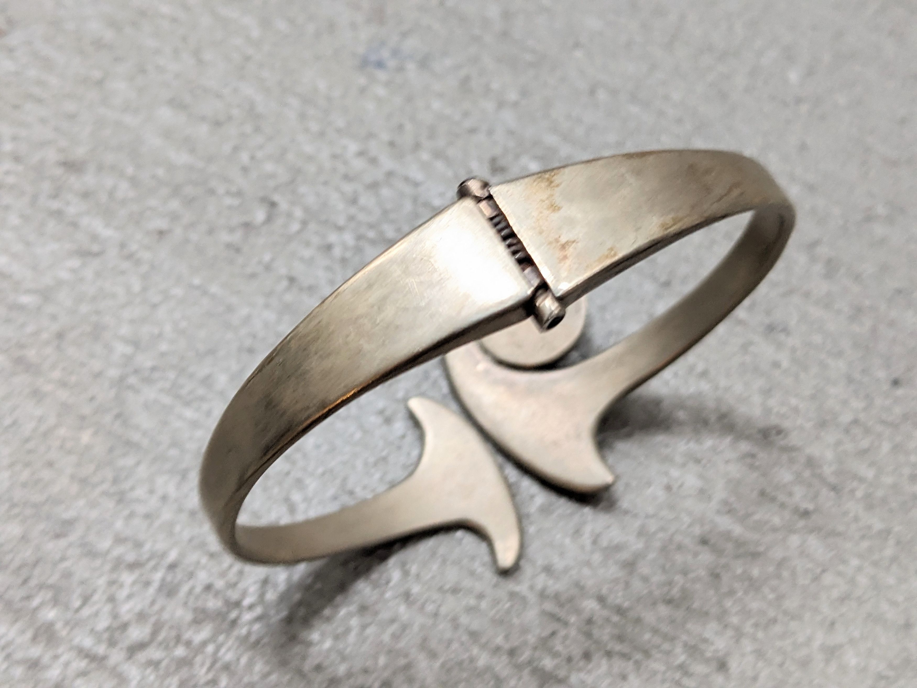 Jewelry Vintage Sterling Silver Bracelet Hinge Modern Avant Garde 7" Size ONE SIZE - 13 Thumbnail
