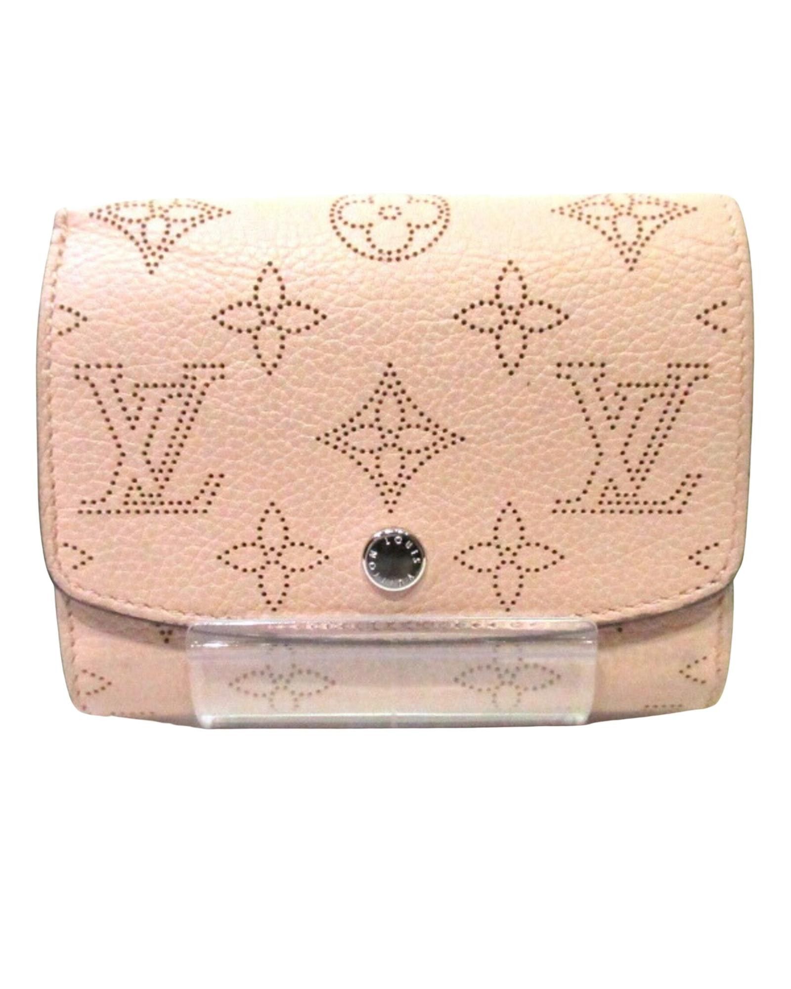 image of Louis Vuitton Luxurious Mahina Leather Bi-Fold Wallet in Pink, Women's