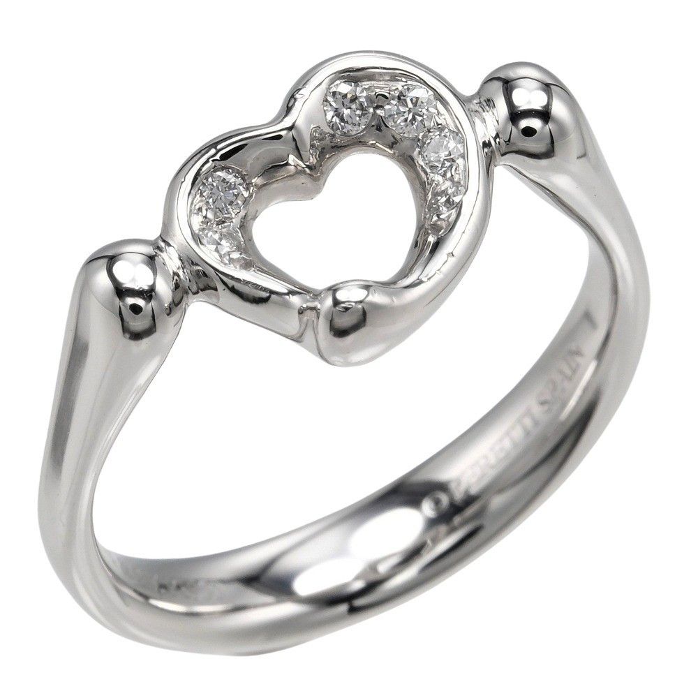 Tiffany & Co. Tiffany & Co. Elsa Peretti Open Heart Ring Platinum with Diamonds Size ONE SIZE - 1 Thumbnail