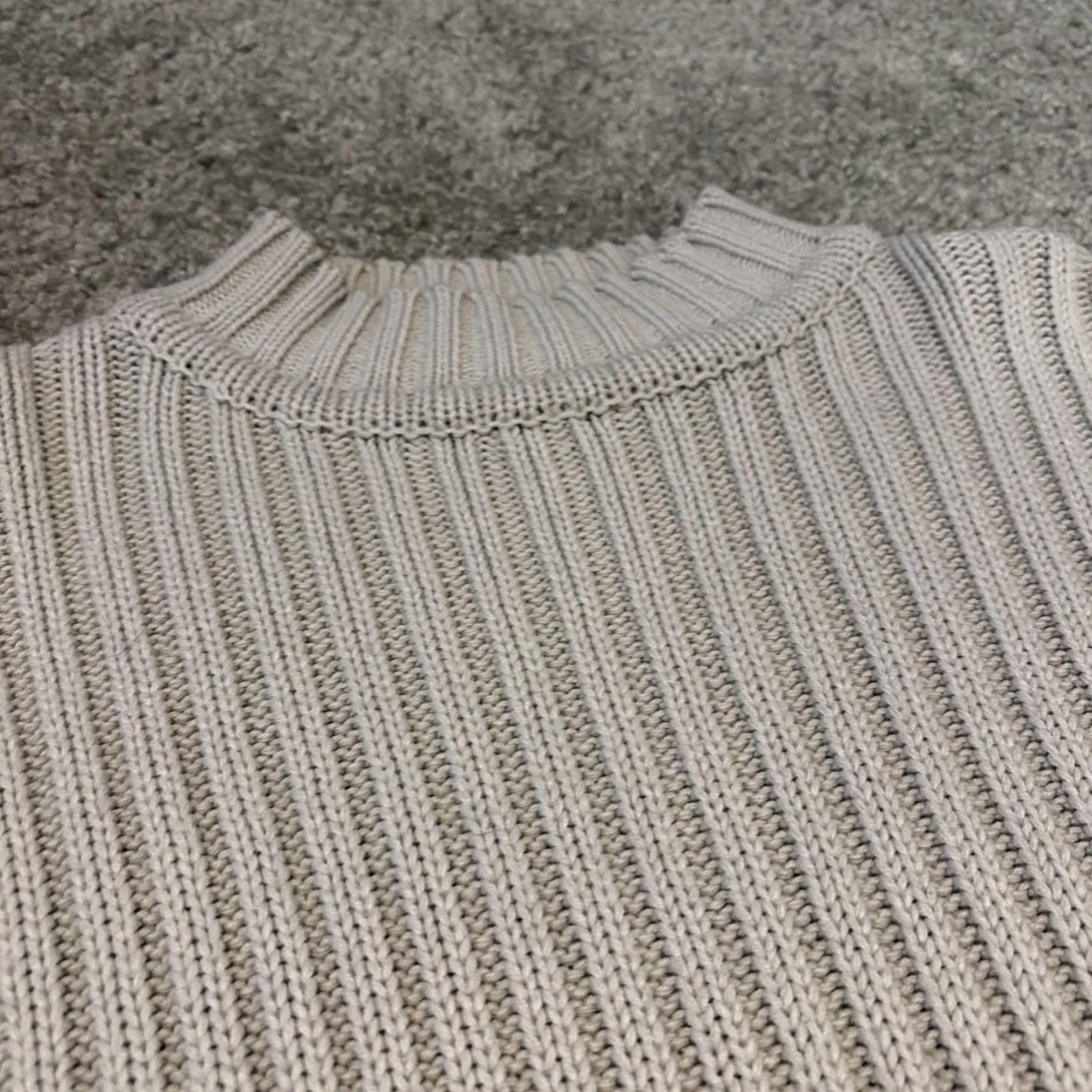 VINTAGE Point Zero Sweater Knit Acrylic Mock Neck White Large Mens