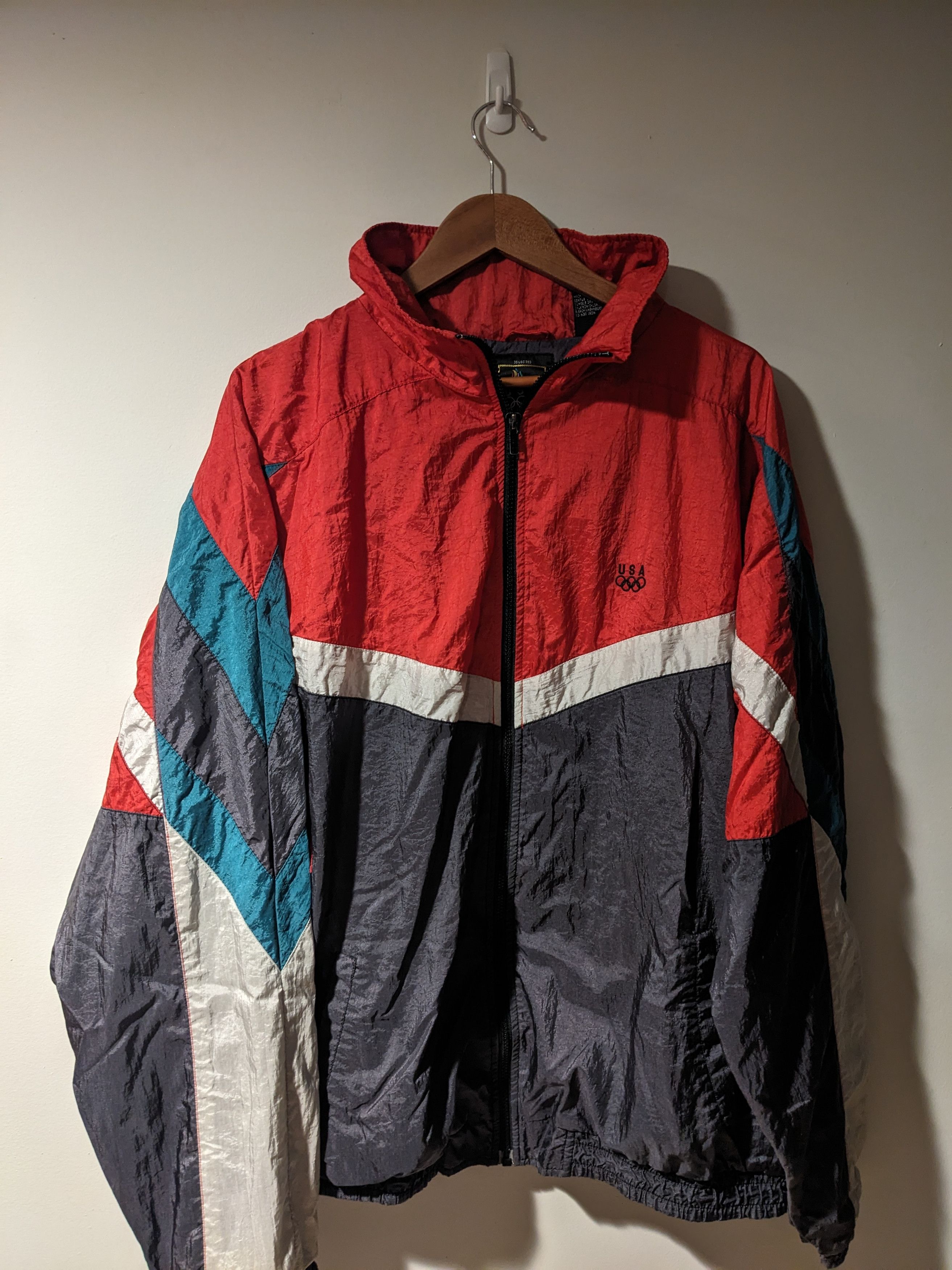 USA Olympics × Vintage Vintage 90s USA Olympics X-Large Full Zip Windbreaker Jacket Size US XL / EU 56 / 4 - 1 Thumbnail