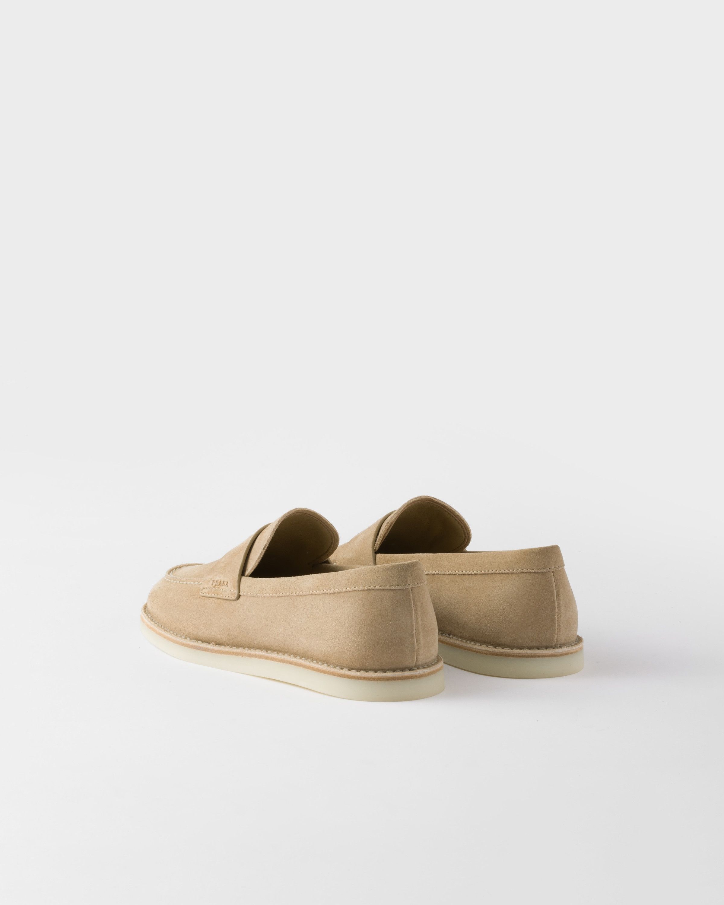 Prada o1bcso1str1025 Bleached Suede Loafers in Beige Size US 10 / EU 43 - 4 Thumbnail