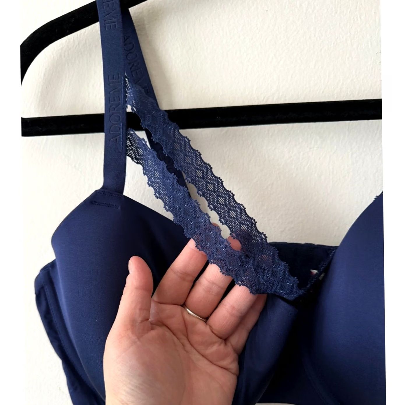 Vintage Adore Me Bra Navy Lace Strappy Underwire Regular Padding T-Shirt Bra 40DD Womens NWT Size ONE SIZE - 3 Thumbnail