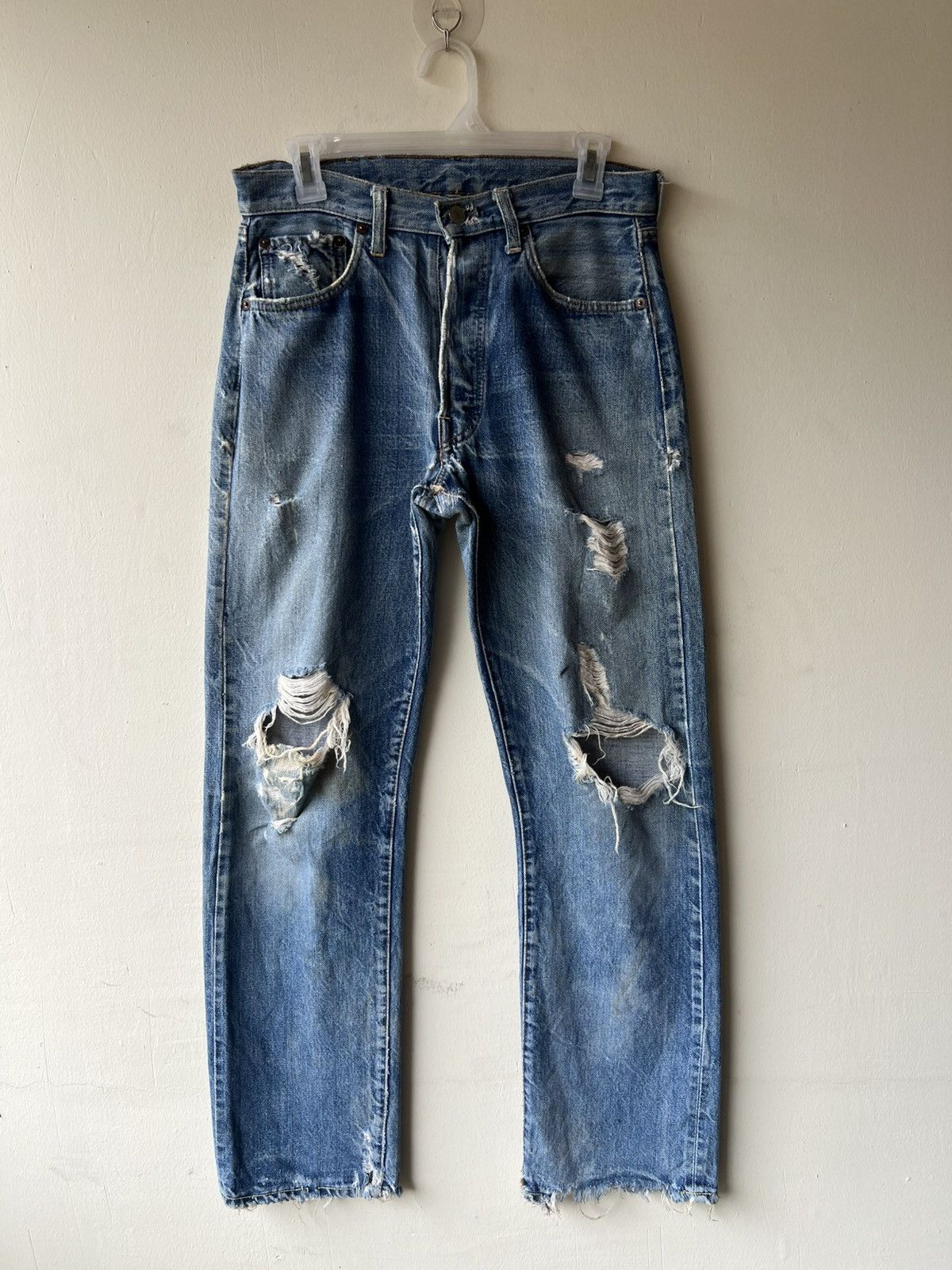 Levi's True 60s 70s Levi’s 501 Big E Distress Denim Selvedge Jeans Size US 30 / EU 46 - 2 Thumbnail
