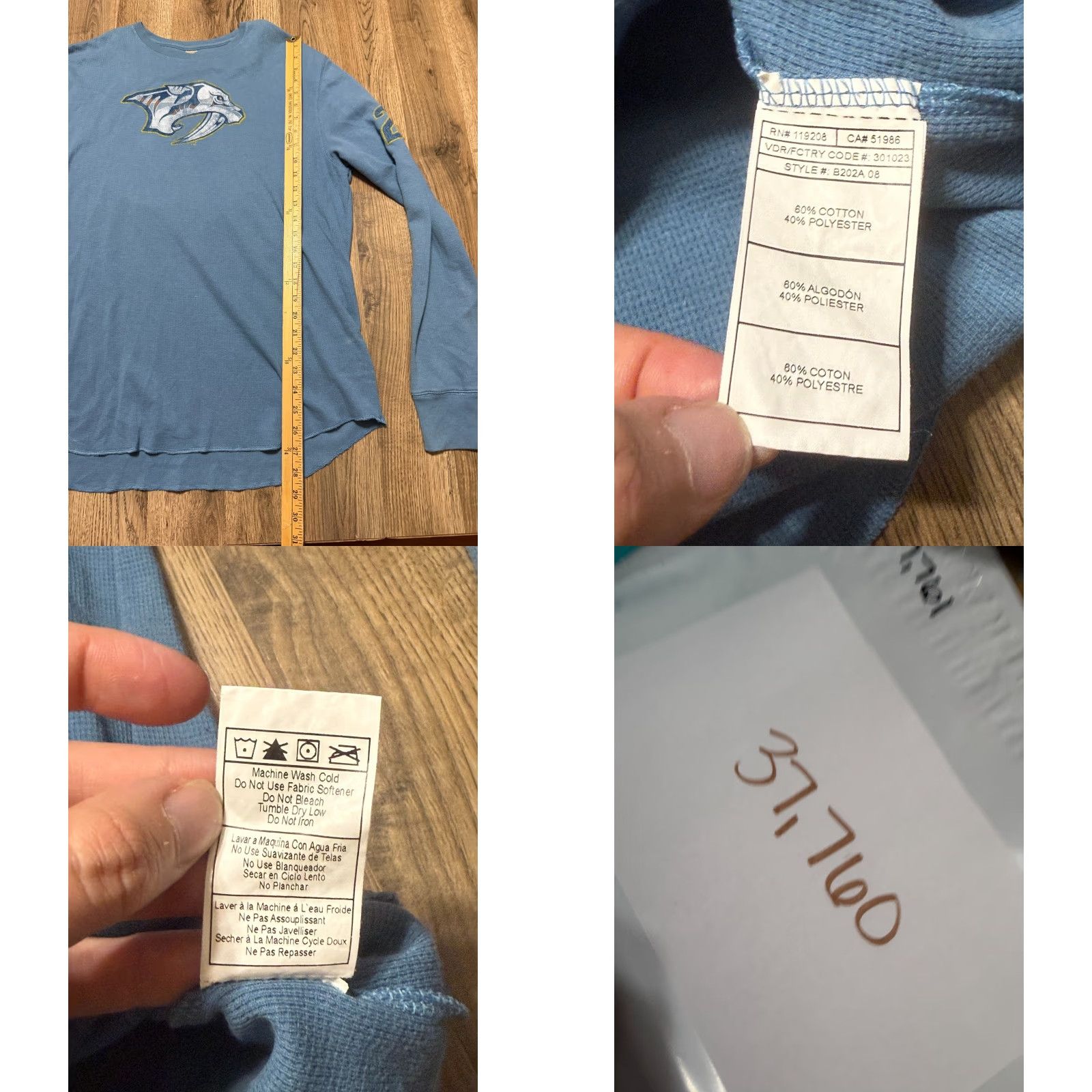 Reebok Reebok Shirt Men's XL Blue Long Sleeve TooToo #22 Size US XL / EU 56 / 4 - 8 Thumbnail