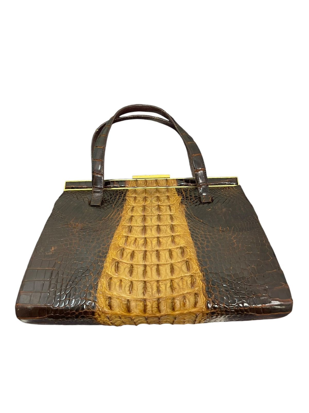 Vintage Crocodile Leather Patina Vtg 50s Unknown Japan Hand Bag 4🟩 Size ONE SIZE - 16 Thumbnail