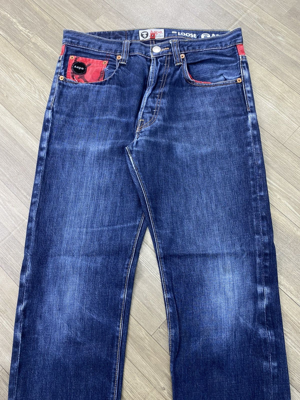 Aape Vintage Aape By A Bathing Ape Bape Embroidery Selvedge Denim Size US 32 / EU 48 - 20 Thumbnail