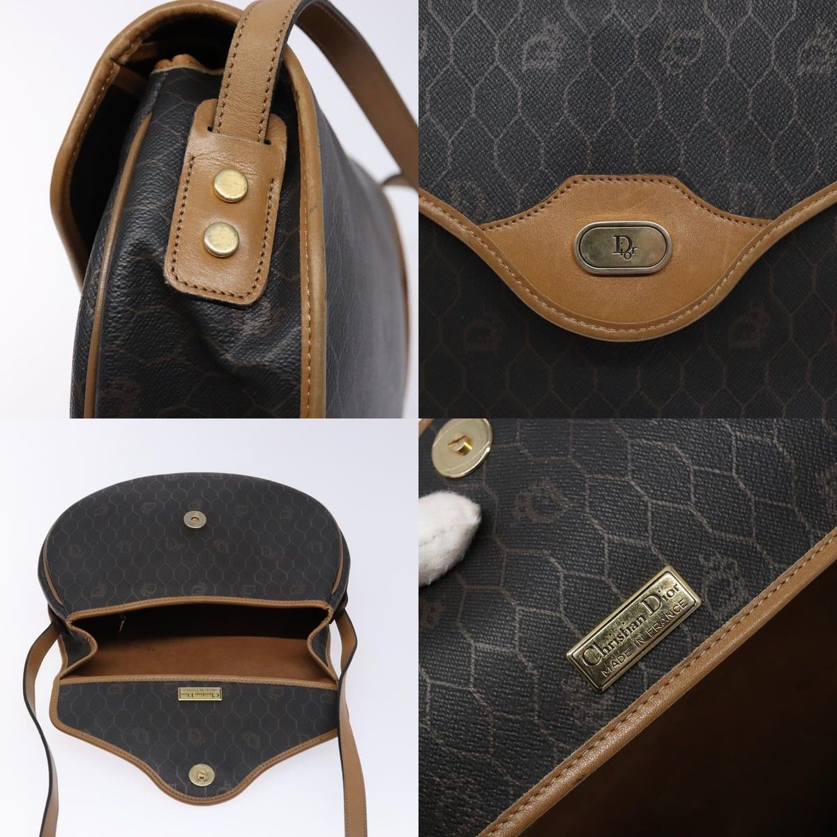 Dior DIOR Honeycomb Canvas Shoulder Bag Pvc Black Gold Size ONE SIZE - 11 Thumbnail