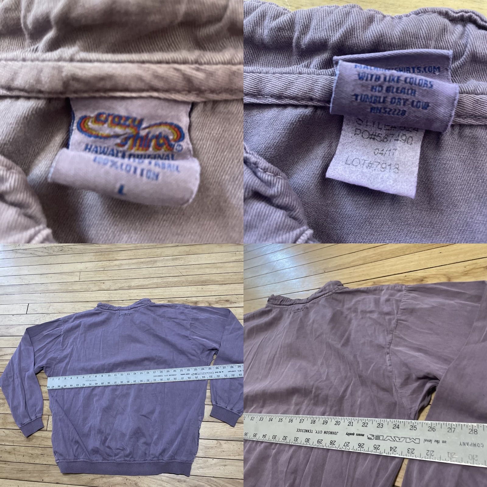 Vintage Crazy Shirts Hawaii Henley Sweater Men L Purple Lilac Rainbow Logo USA Stretch Shirt Size US L / EU 52-54 / 3 - 8 Thumbnail