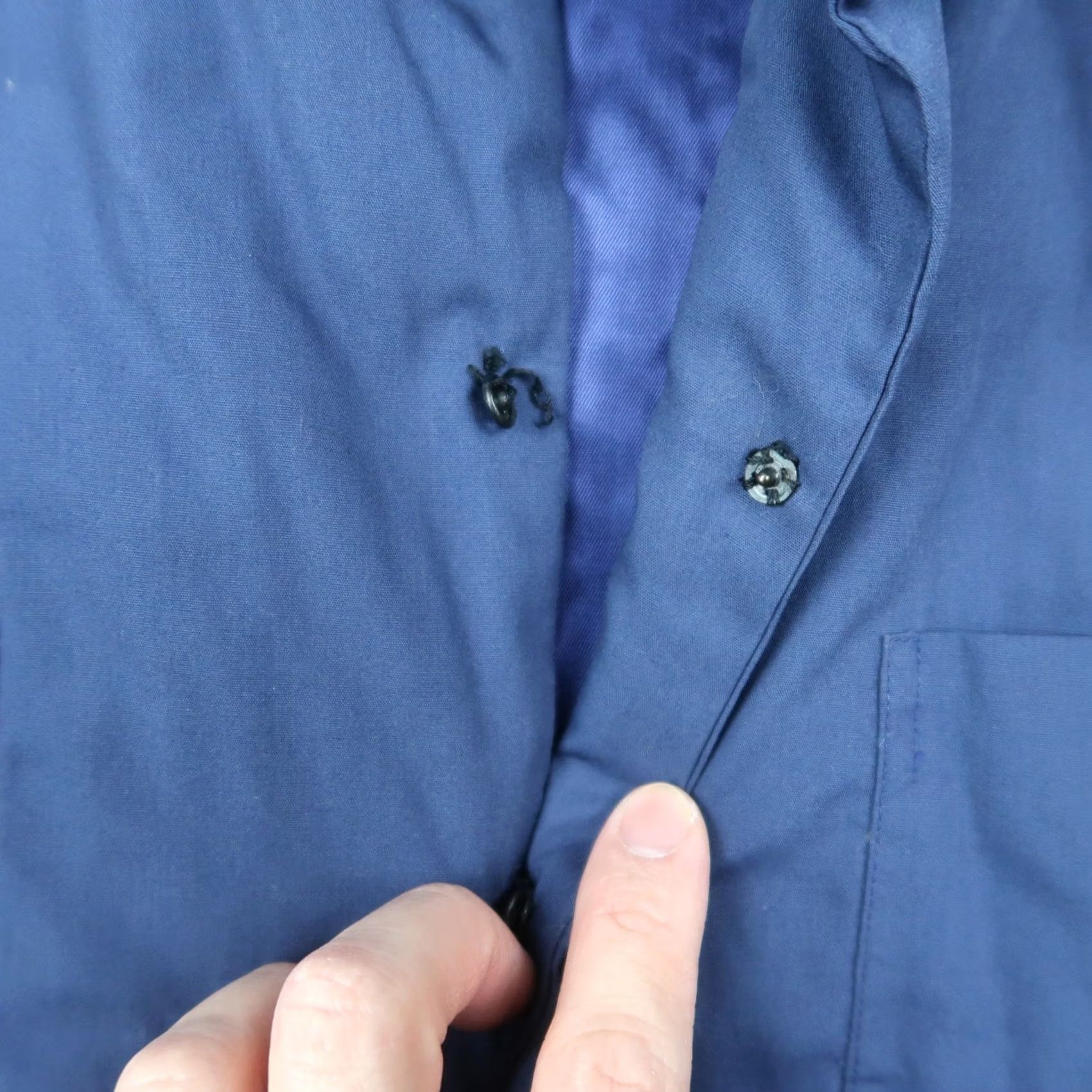 Vintage Vintage Chore Jacket XL Blue Lined Cotton Blend - 80s 90s Workwear, Men, Regular Fit, Button Accents, Solid Pattern, Vintage Brand Size US XL / EU 56 / 4 - 4 Thumbnail