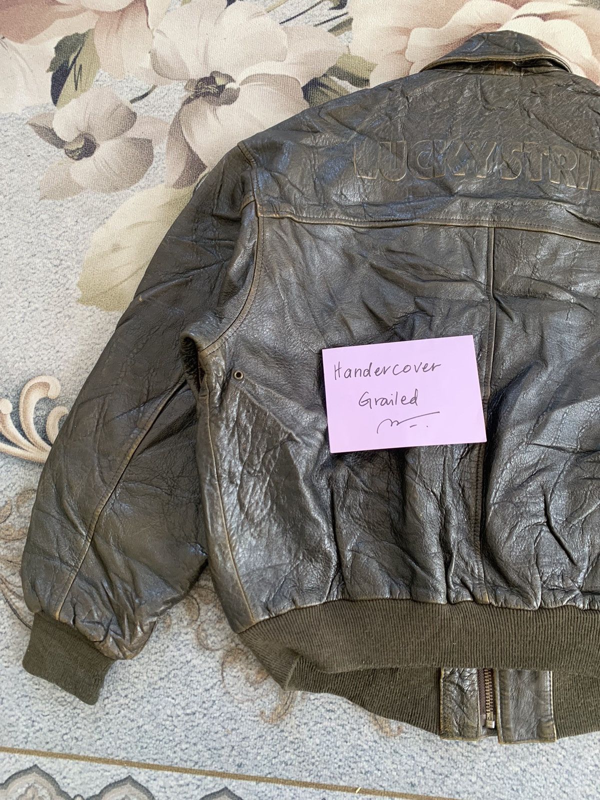 Lucky Brand Vtg Lucky Strike Embossed Logo Leather Jacket Size US L / EU 52-54 / 3 - 5 Thumbnail