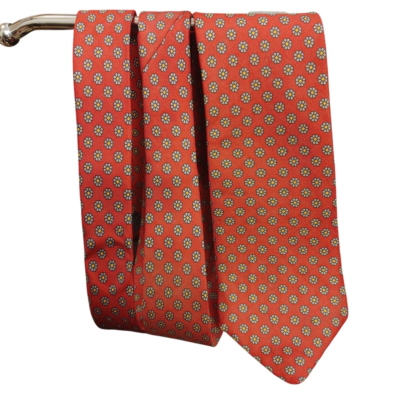 Other Jay Briggs Pure Silk Men's OS Red/Blue Polka Dot Floral Tie Size ONE SIZE - 1 Thumbnail