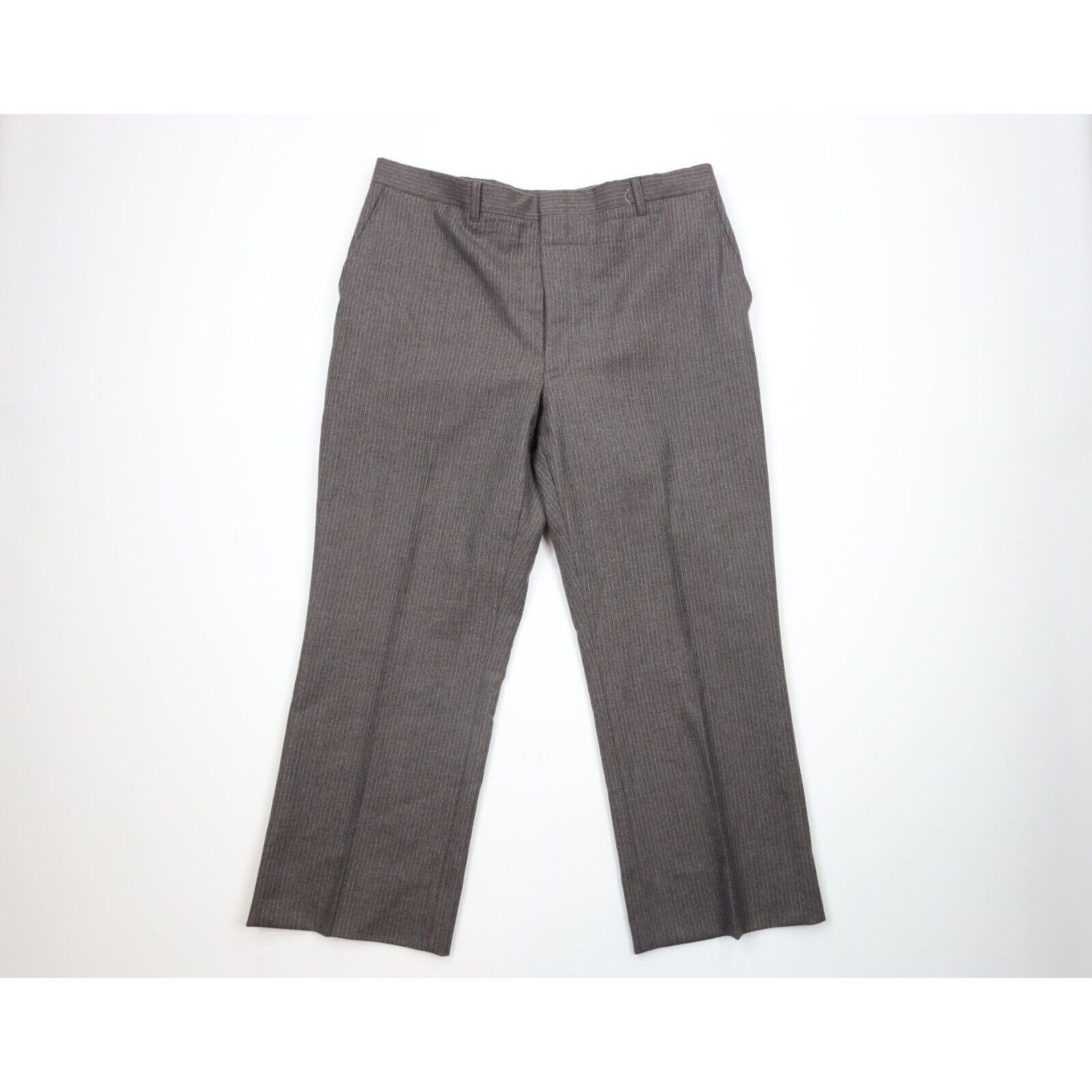 Vintage Vintage 70s 3 Piece Wool Suit Bell Bottoms Striped Size 46R - 10 Thumbnail