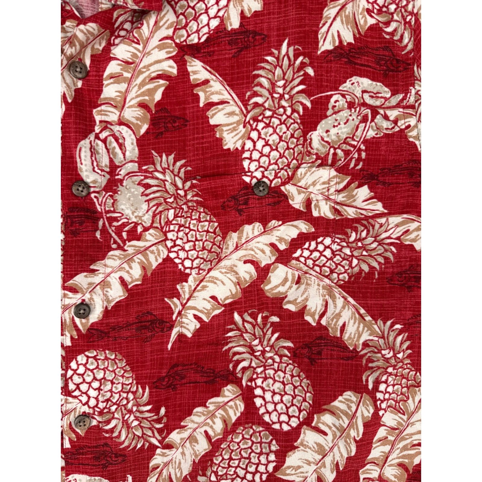 Vintage VINTAGE Campia Moda Shirt Men 2XL Red Floral Pineapple 100% Rayon Hawaiian Wood Button Up Size US XXL / EU 58 / 5 - 6 Thumbnail
