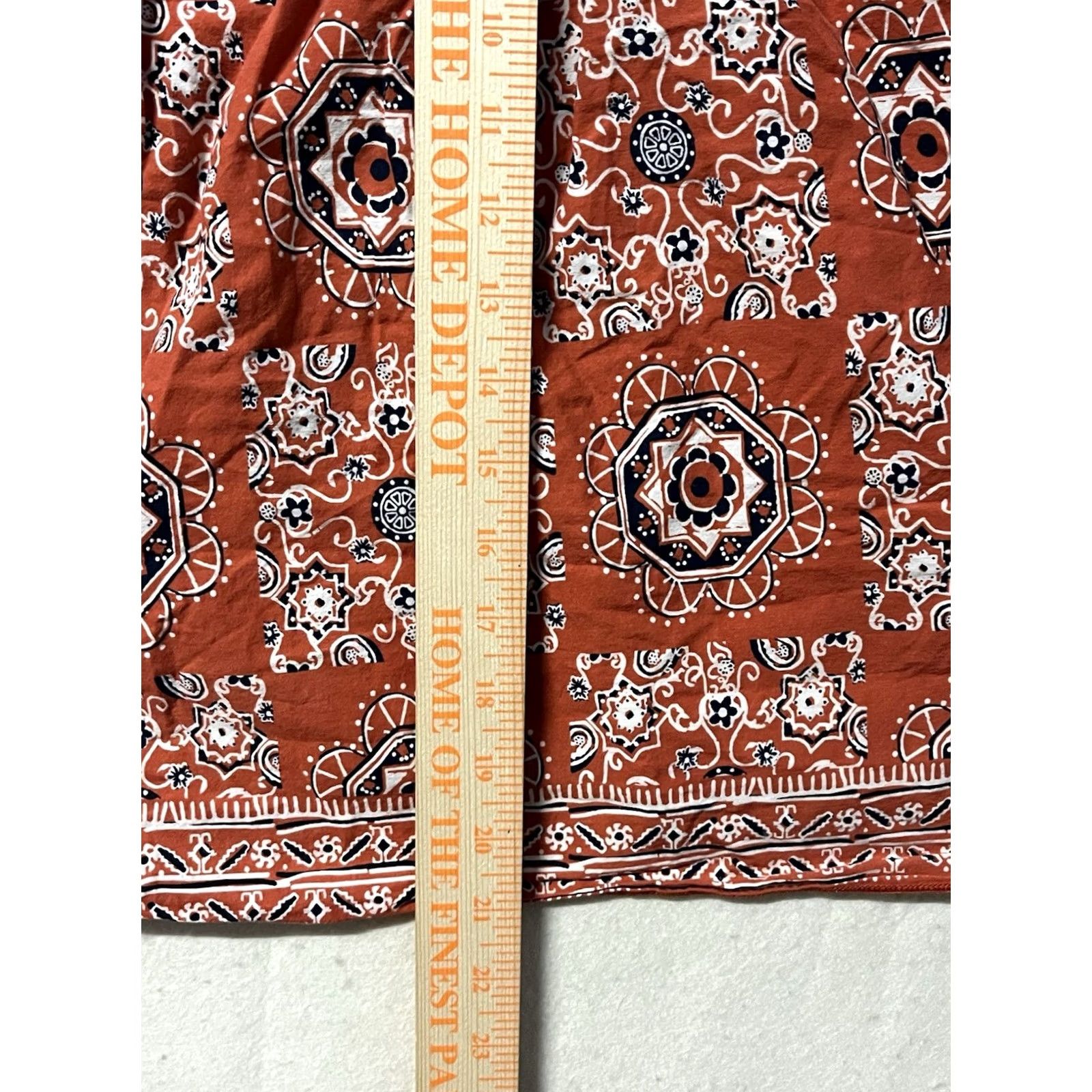 Vintage Ivy Jun & Ivy Kingsley Print Top Blouse XL Women Orange 100% Cotton Short Sleeve Pullover Womens XL Orange Ivy Kingsley Print Top Size XL / US 12-14 / IT 48-50 - 4 Thumbnail