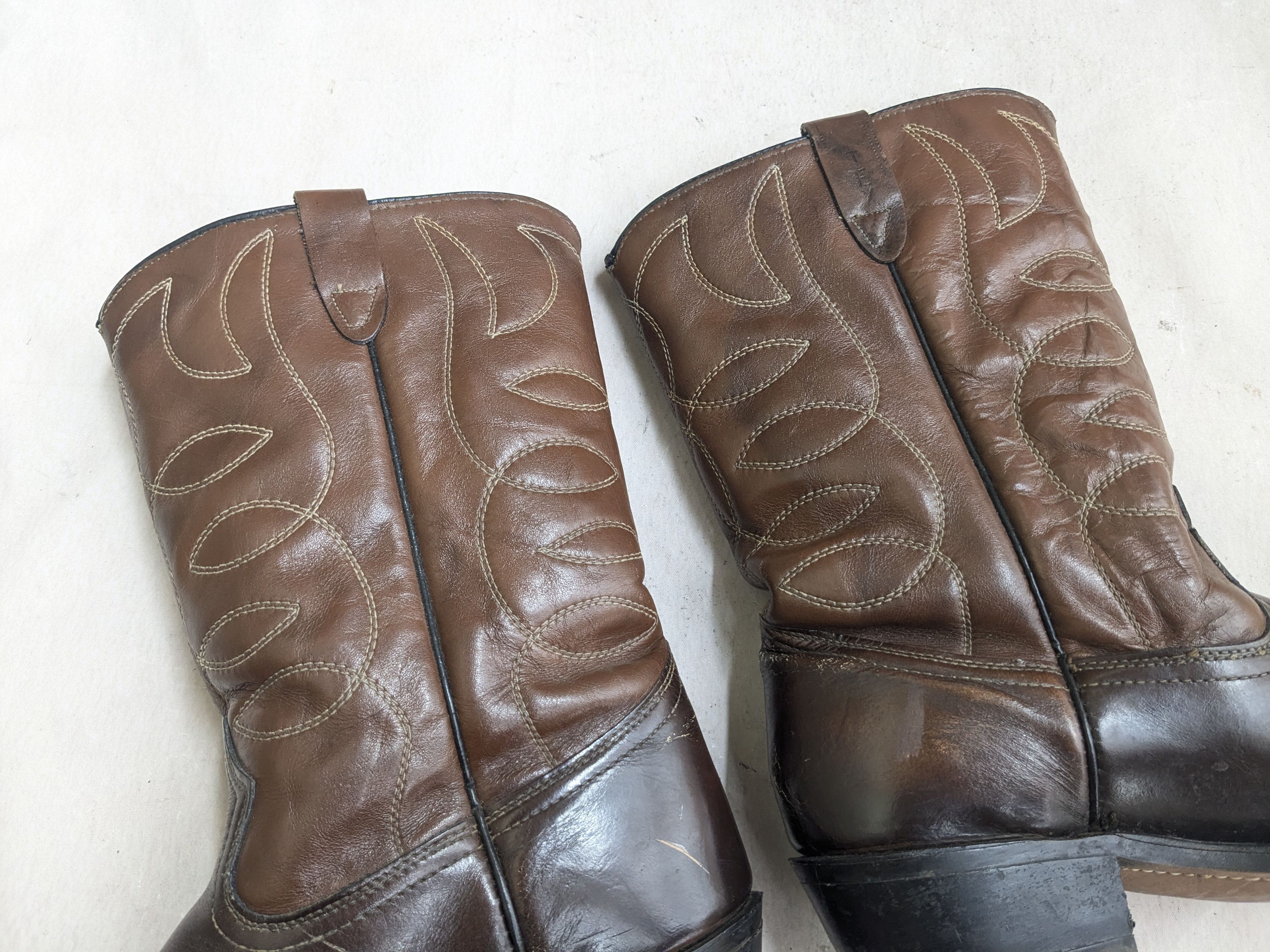 Genuine Leather Texas Cowboy Boots Brown 10.5 E Wide USA Western Size US 10.5 / EU 43-44 - 10 Thumbnail
