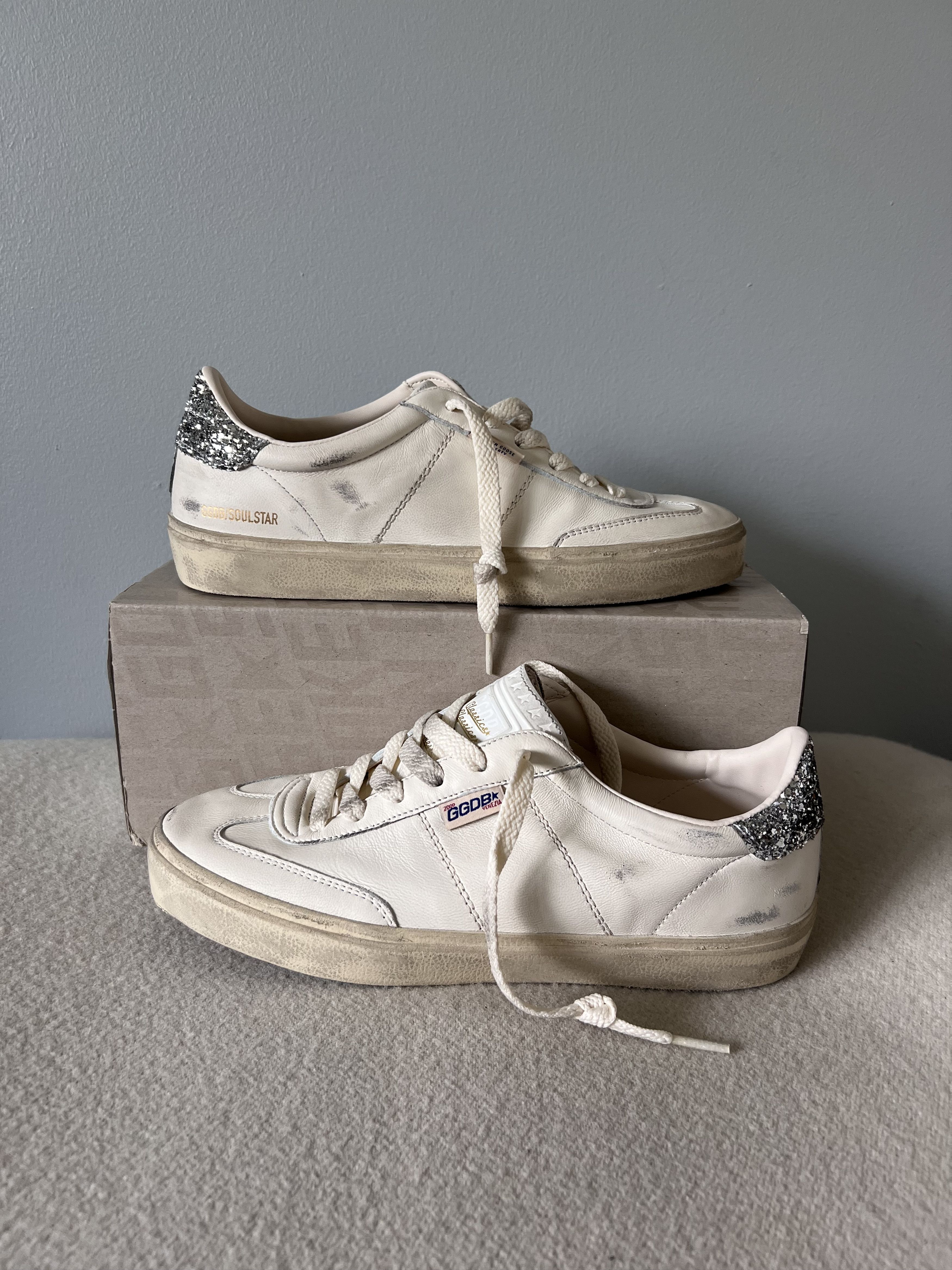 Golden Goose Golden Goose Leather Soul Star Sneakers in White Silver Size US 9 / IT 39 - 2 Thumbnail
