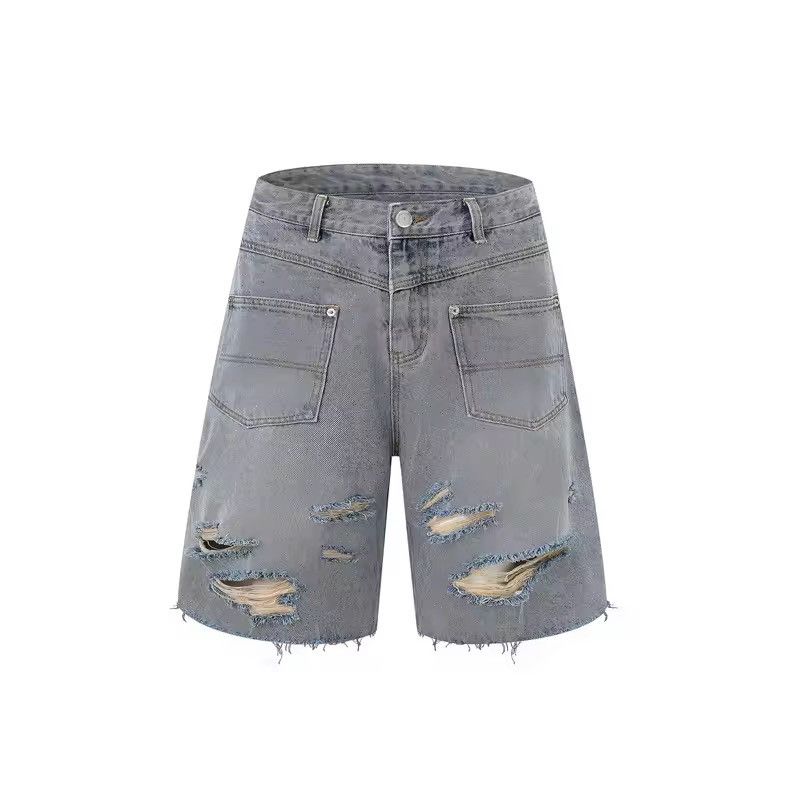 Japanese Brand Destroy Distressed Washed Loose Vintage Retro Shorts Size US 30 / EU 46 - 5 Thumbnail