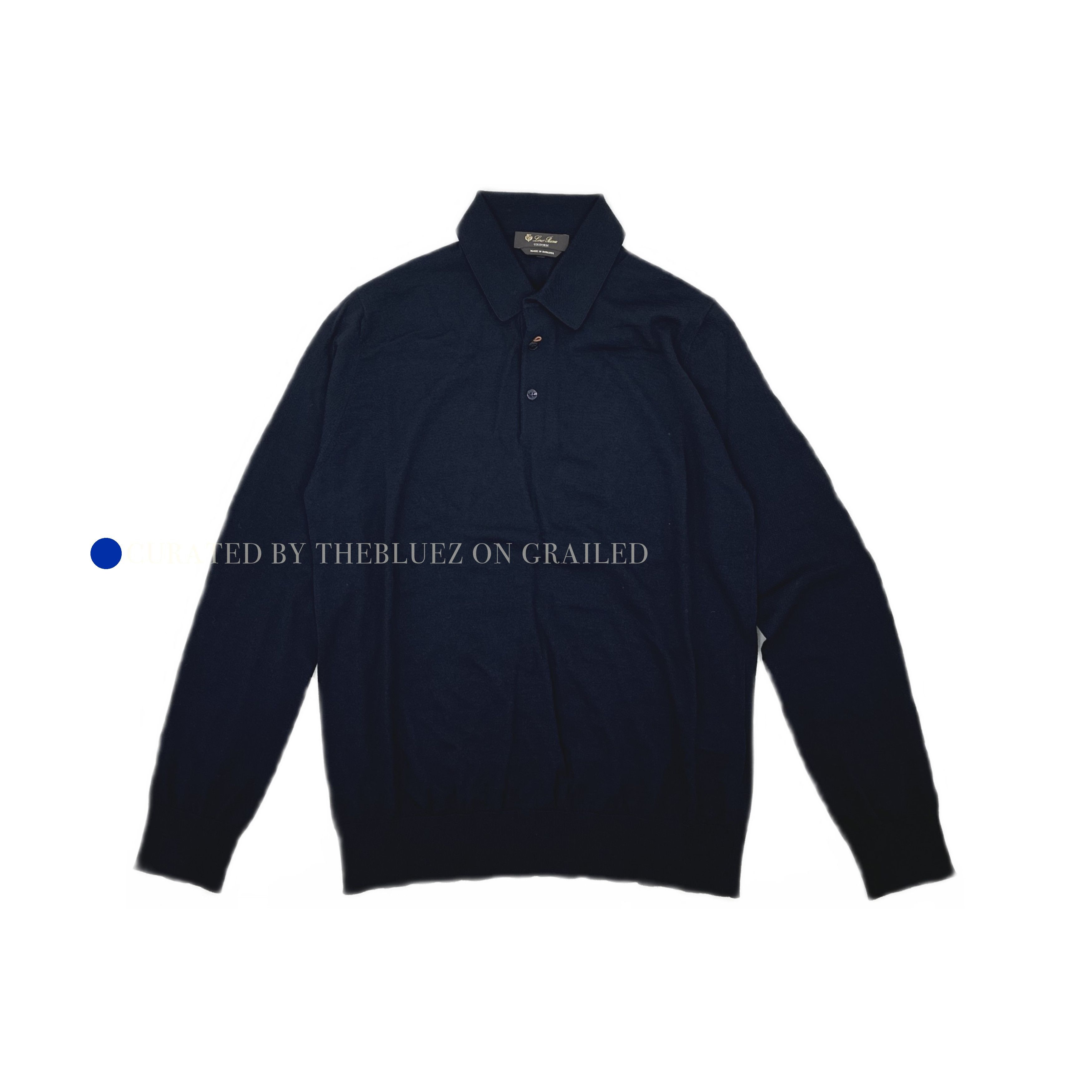 Loro Piana Blue Long Sleeve Polo Shirt Size US M / EU 48-50 / 2 - 1 Thumbnail