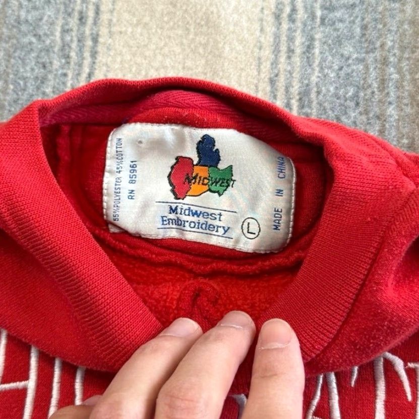 Vintage VINTAGE Ohio State Buckeyes Embroidered Crewneck Sweatshirt Men's Medium Red 90s College Sports Pullover Size US M / EU 48-50 / 2 - 3 Thumbnail