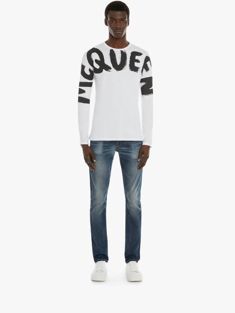 Alexander McQueen o1w1db10725 McQueen Graffiti Denim Jeans in Washed Blue Size US 38 / EU 54 - 5 Thumbnail