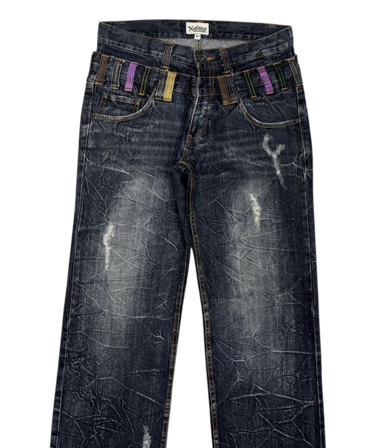 If Six Was Nine NYLAUS DOUBLE WAIST DISTRESSED DENIM JEANS Size US 32 / EU 48 - 3 Thumbnail