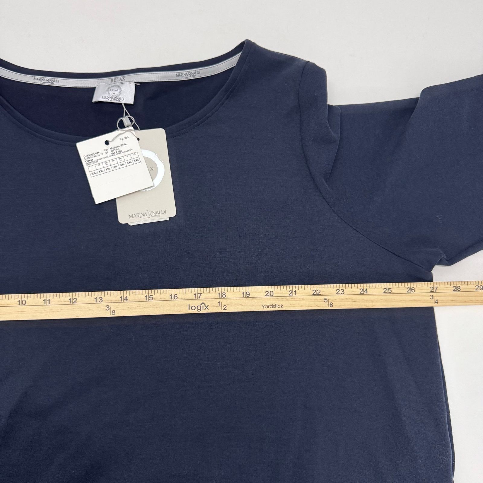 Marina Rinaldi Marina Rinaldi Opera Cotton Blend Shirt Navy Nautical US 24 Size 4XL / US 24-26 - 3 Thumbnail