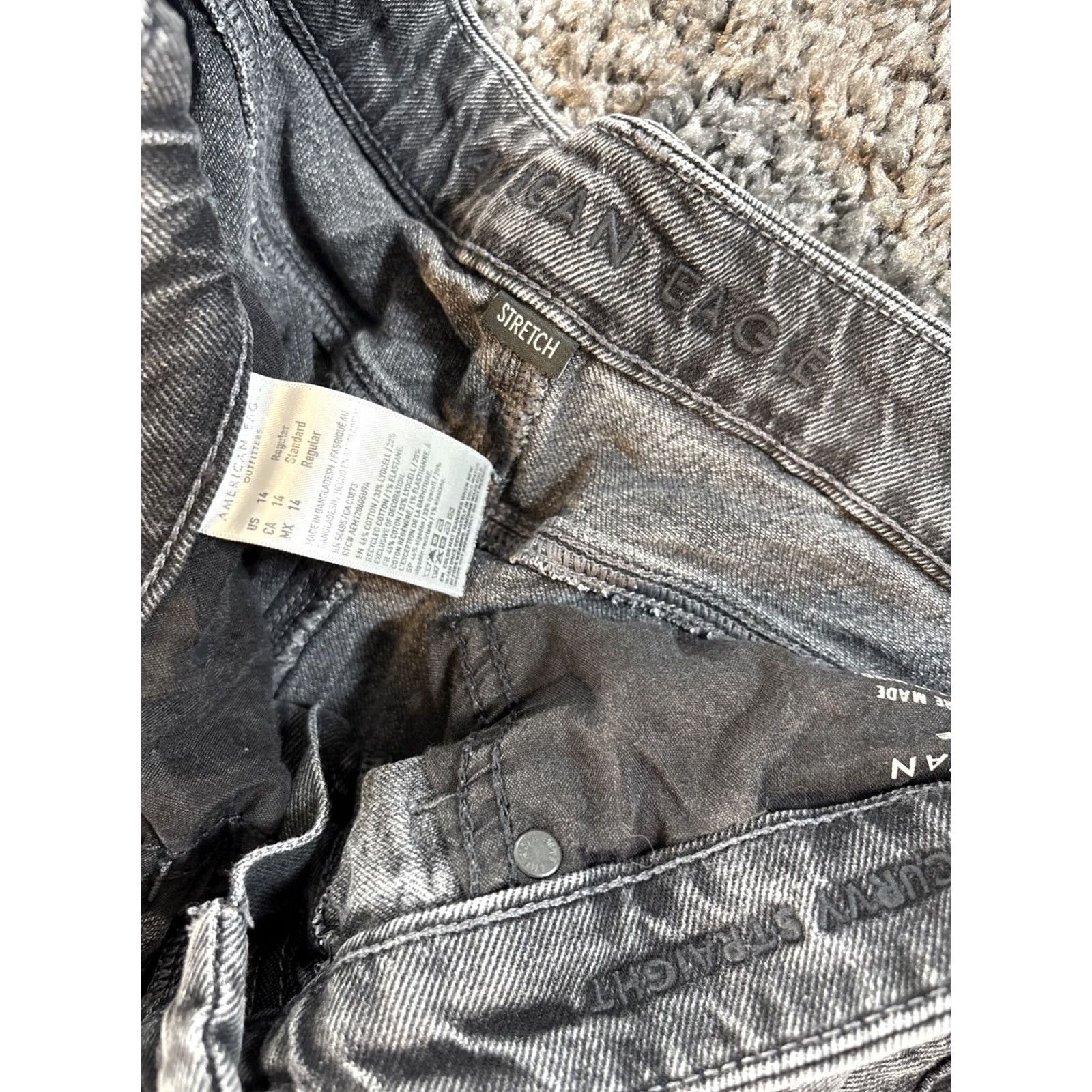 American Eagle Outfitters American Eagle Outfitters Jeans Womens 14 34x28 Black Straight High Rise Baggy Relaxed Denim 34 In Inseam Y2K Vintage No Size 36" / US 14 / IT 50 - 6 Thumbnail