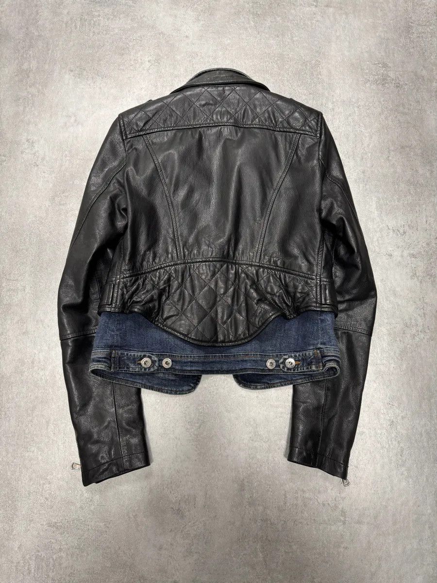 Designer × Dolce & Gabbana × Vintage FW2005 Dolce & Gabbana Hybrid Denim Leather Perfecto Jacket Size S / US 4 / IT 40 - 4 Thumbnail