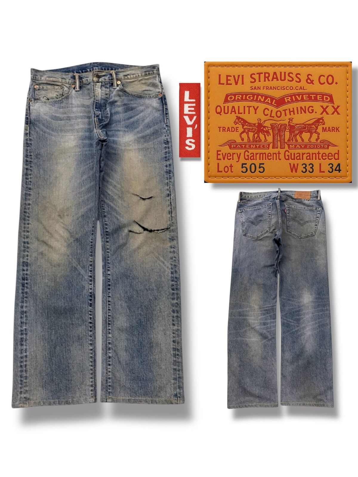 Levi's Vintage Levi’s 505 Denim Jeans | Vintage Heavy Fade | W33 Size US 33 - 1 Thumbnail