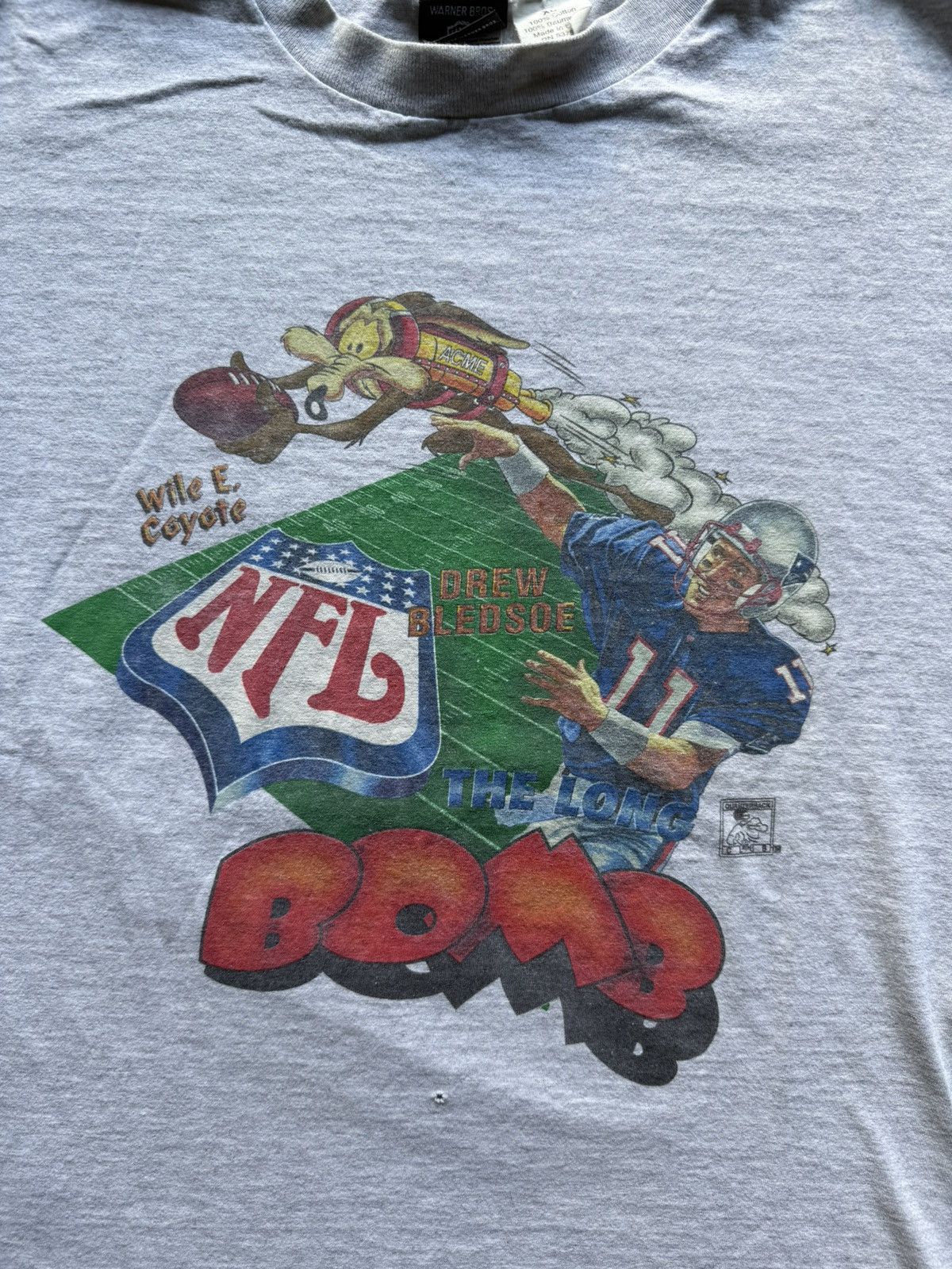 Warner Bros Vintage 90s NFL Looney Tunes Patriots Wile E Coyote Shirt Size US XL / EU 56 / 4 - 2 Thumbnail