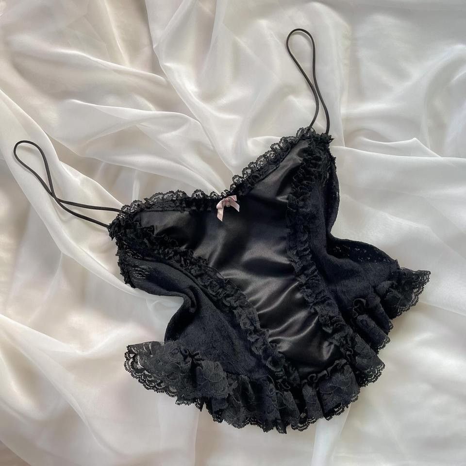 Vintage Vintage Romantic Black Camisole (M-L) Size L / US 10 / IT 46 - 1 Thumbnail