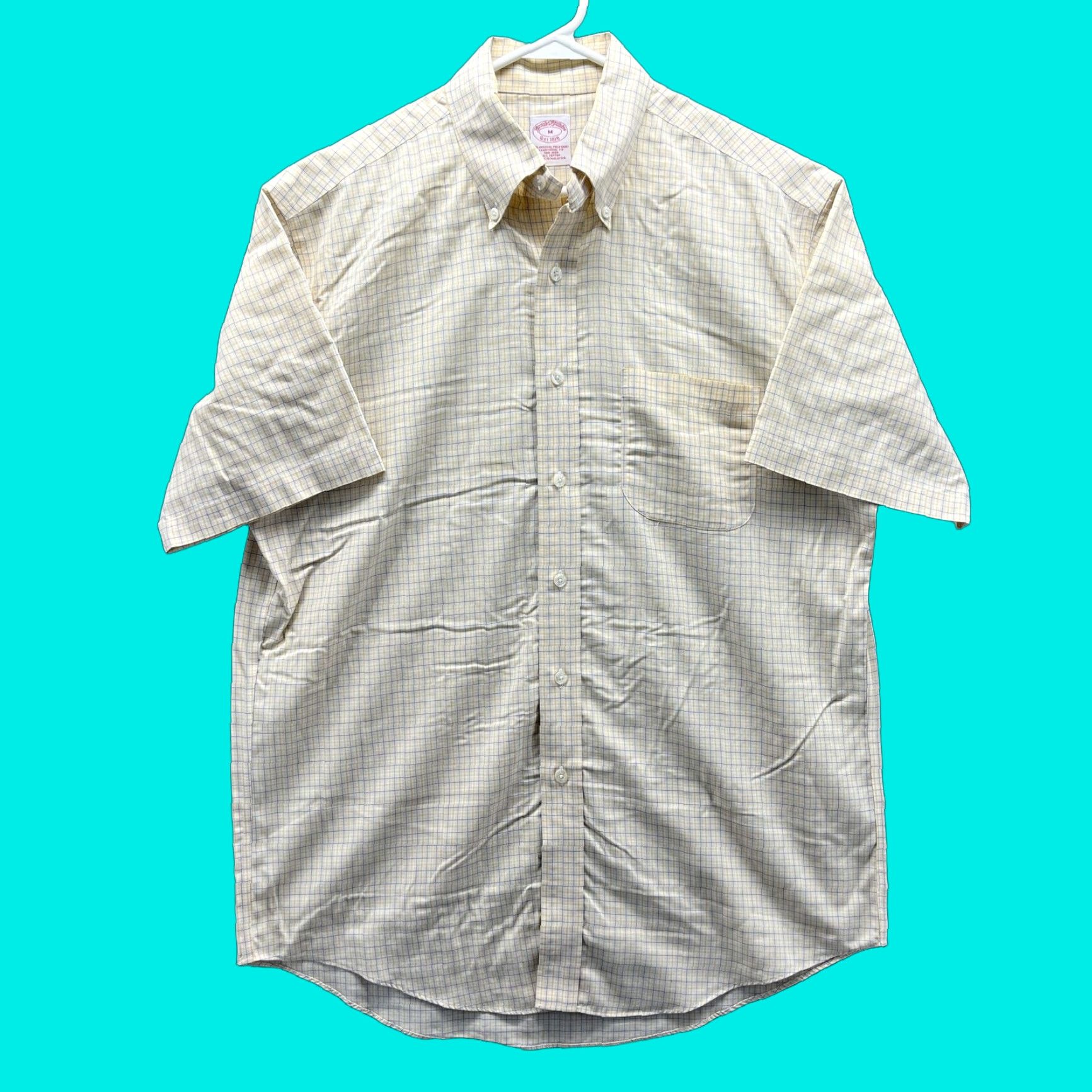 Brooks Brothers Brooks Brothers Shirt Mens M Yellow Plaid Short Sleeve Button Front Chest Pocket Non-Iron Casual Workwear Size US M / EU 48-50 / 2 - 1 Thumbnail