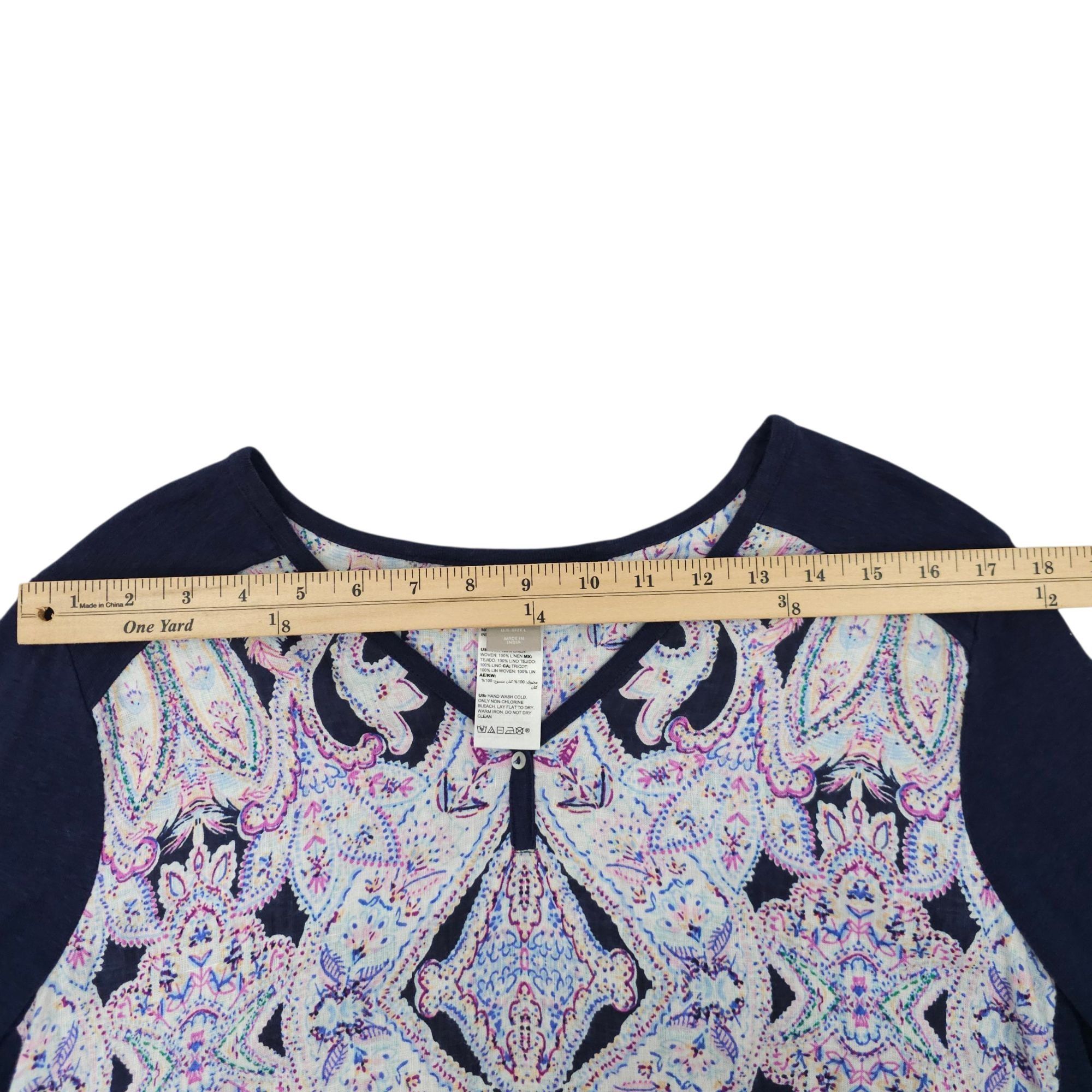 Chicos Chicos Pullover Top Womens 2 US L Paisley Linen 3/4 Sleeve Size L / US 10 / IT 46 - 4 Thumbnail