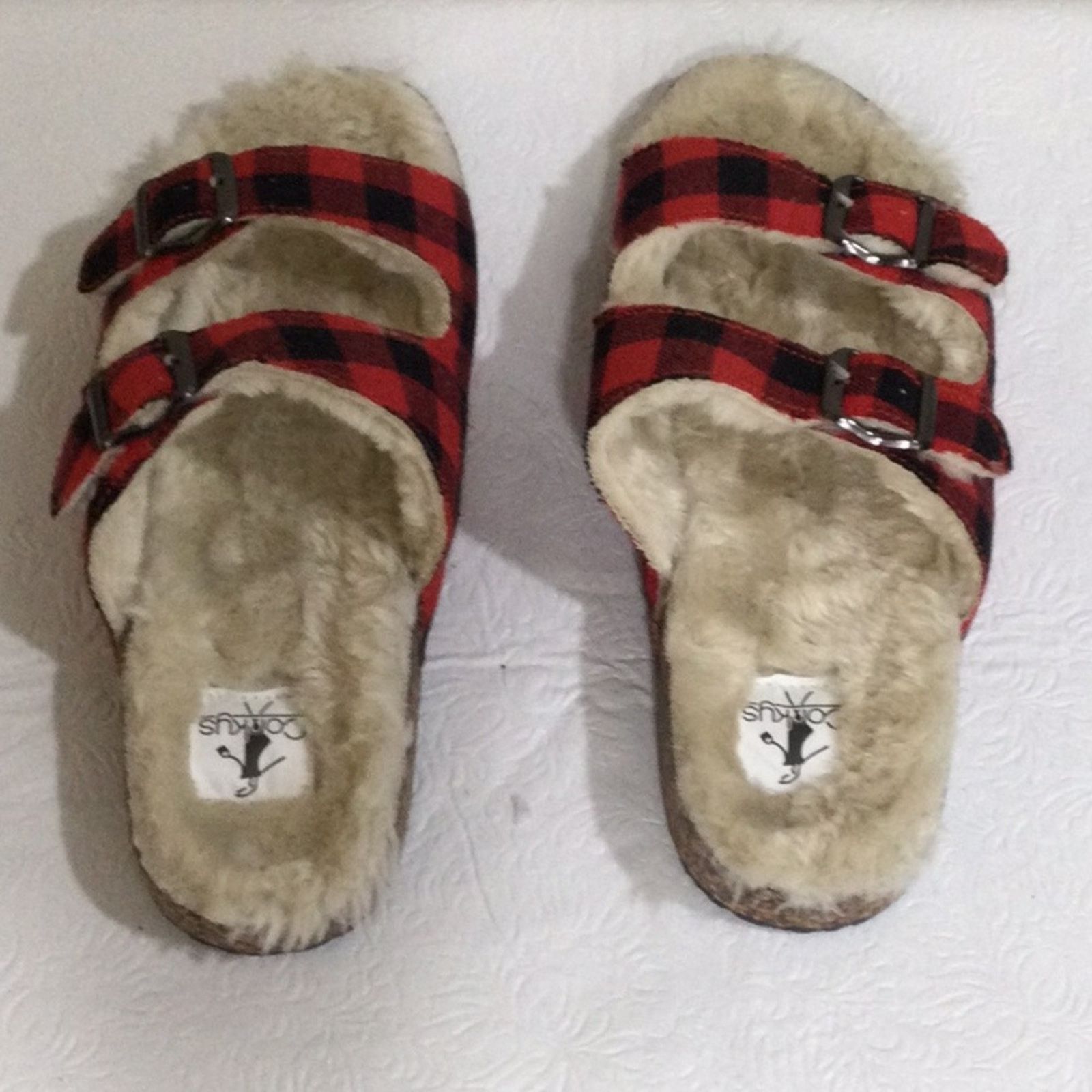 Other Corkys Laid Back Plaid Fur Lined Slip On Sandles 10 NWOT Size US 10 / IT 40 - 13 Thumbnail