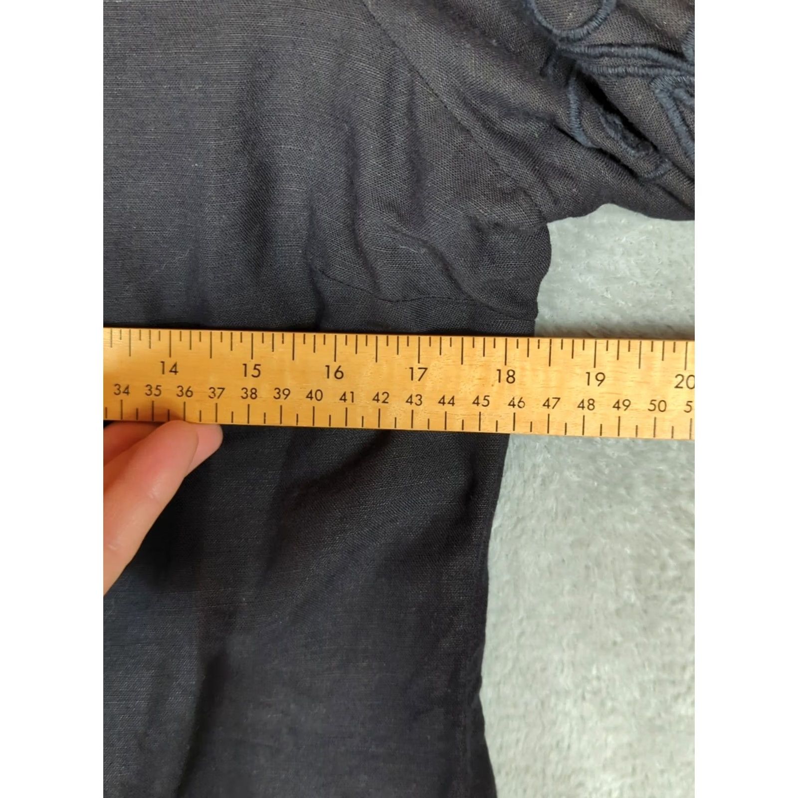 Boston Proper Boston Proper Blouse Shirt Black Linen Blend Inset Drama Sleeve Medium M Women Regular Vintage No Size M / US 6-8 / IT 42-44 - 7 Thumbnail