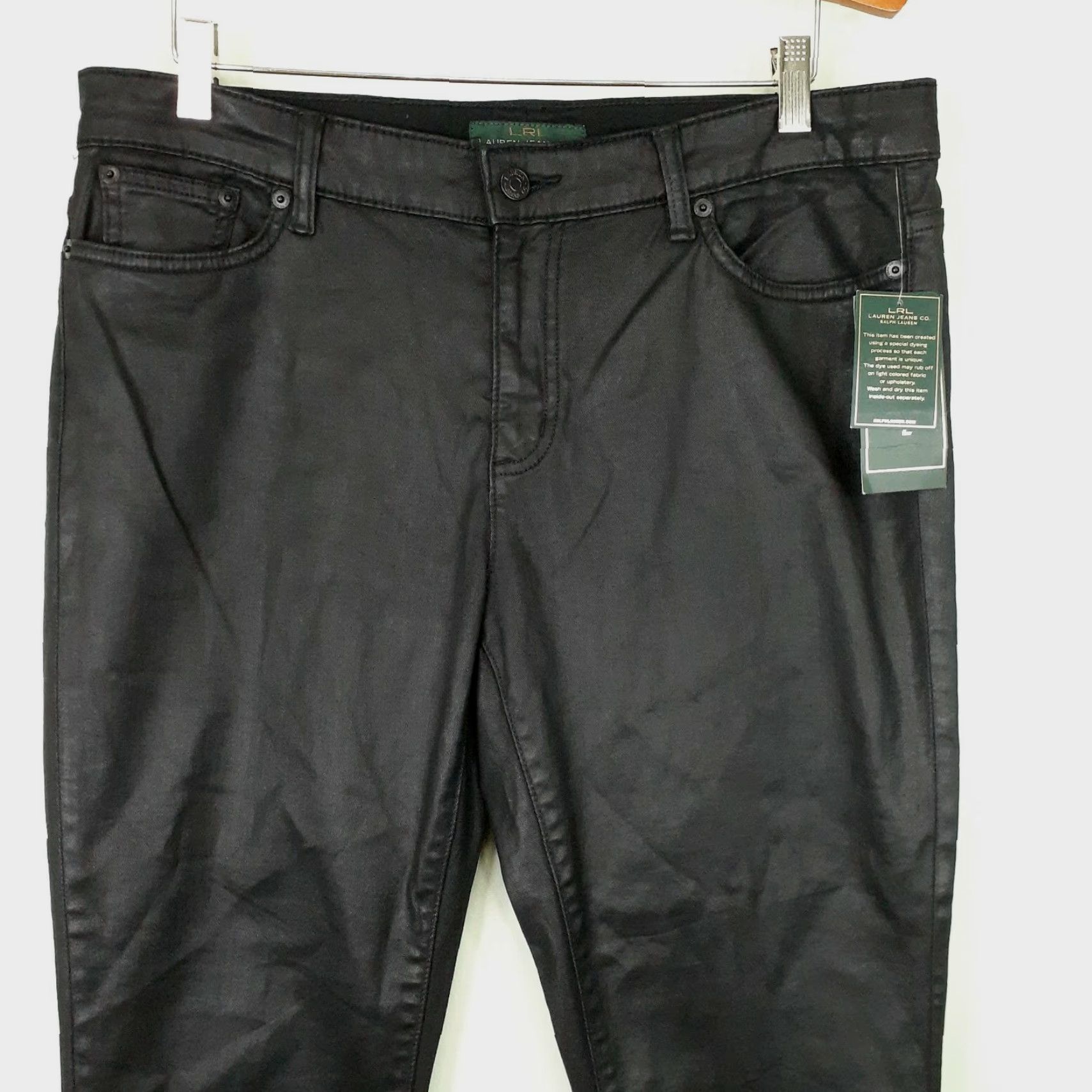 Ralph Lauren Lauren Ralph Lauren Black Label Shiny Lightweight Denim Pants Womens 34x30 Slim Tapered Inseam 30 Black Size 24" / US 00 / IT 34 - 3 Thumbnail