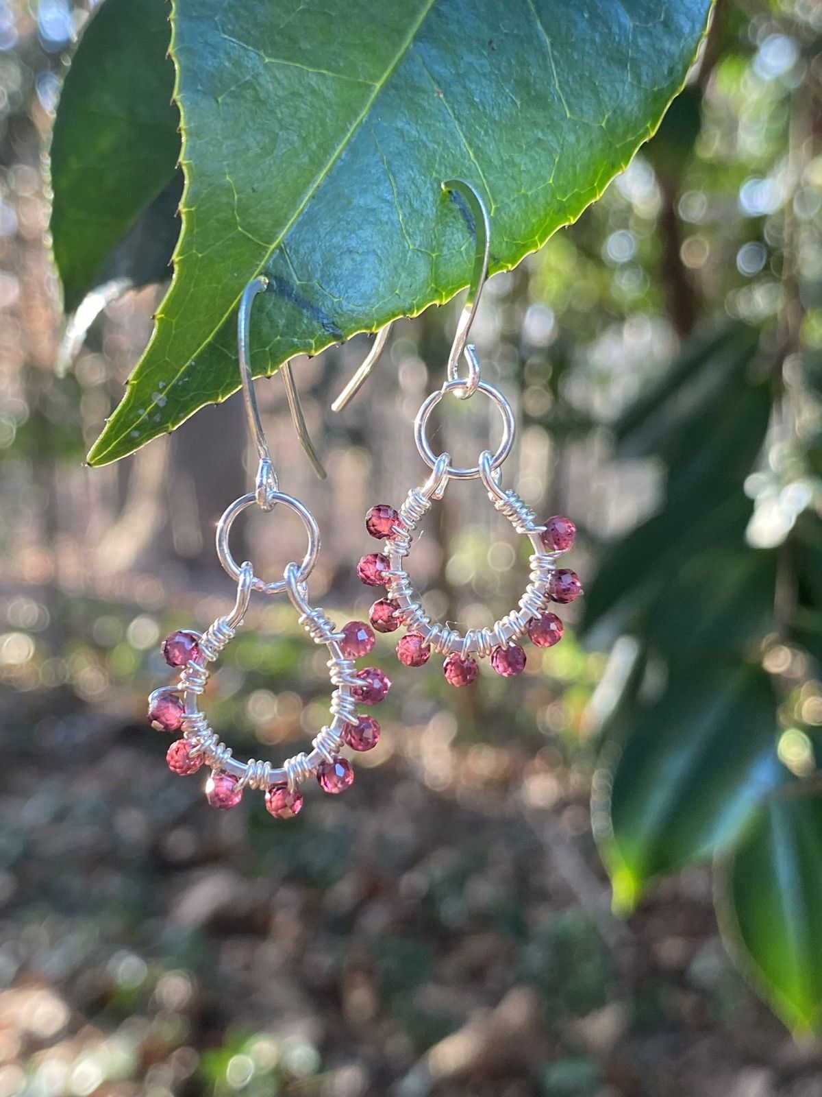 Handmade Garnet Hoops Size ONE SIZE - 5 Thumbnail
