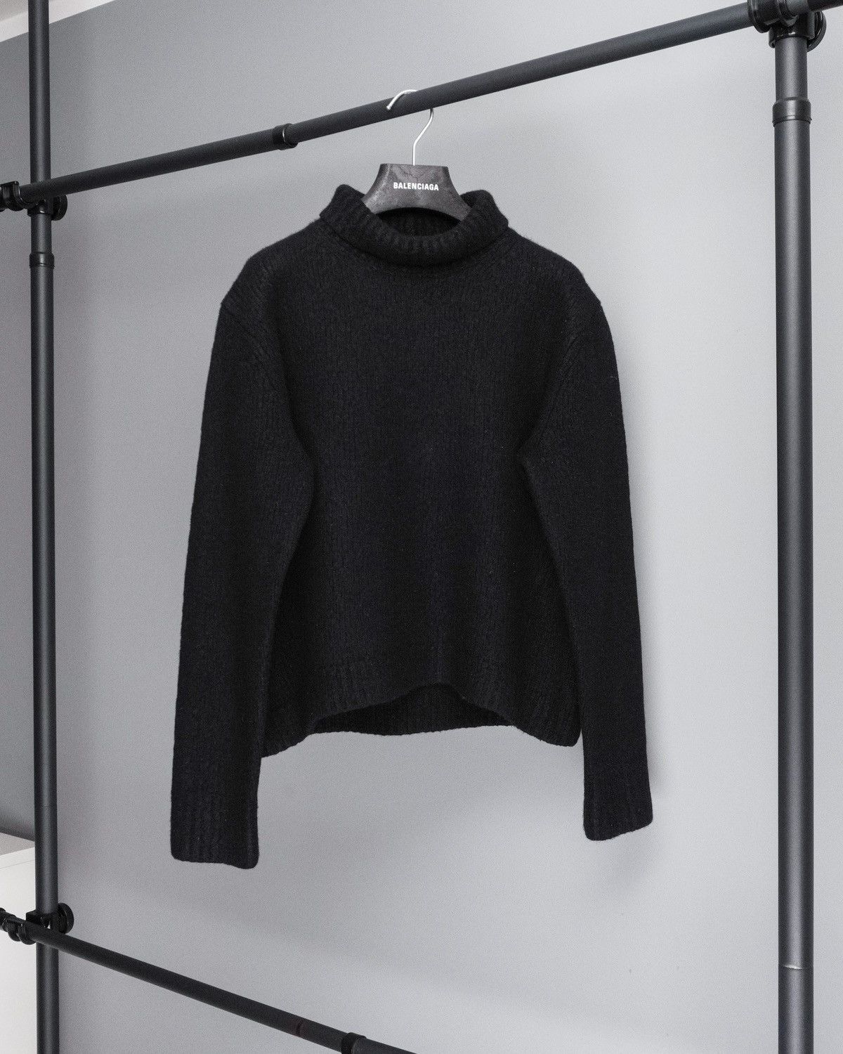 image of Acne Studios Black Knit Wool Turtleneck Sweater, Women's (Size Small)