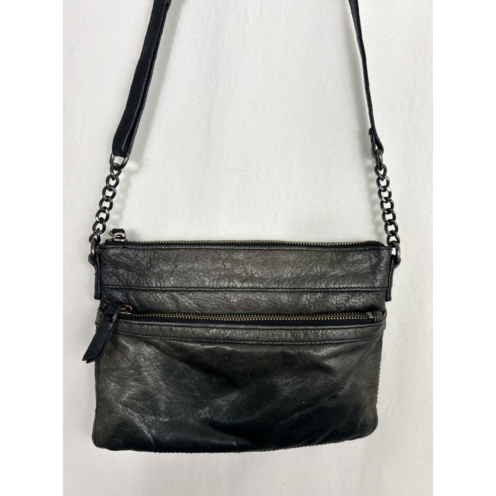 Vintage Margot New York crossbody Purse Rectangular Gray Black Leather Adjustable 10x7x1 Size ONE SIZE - 2 Thumbnail