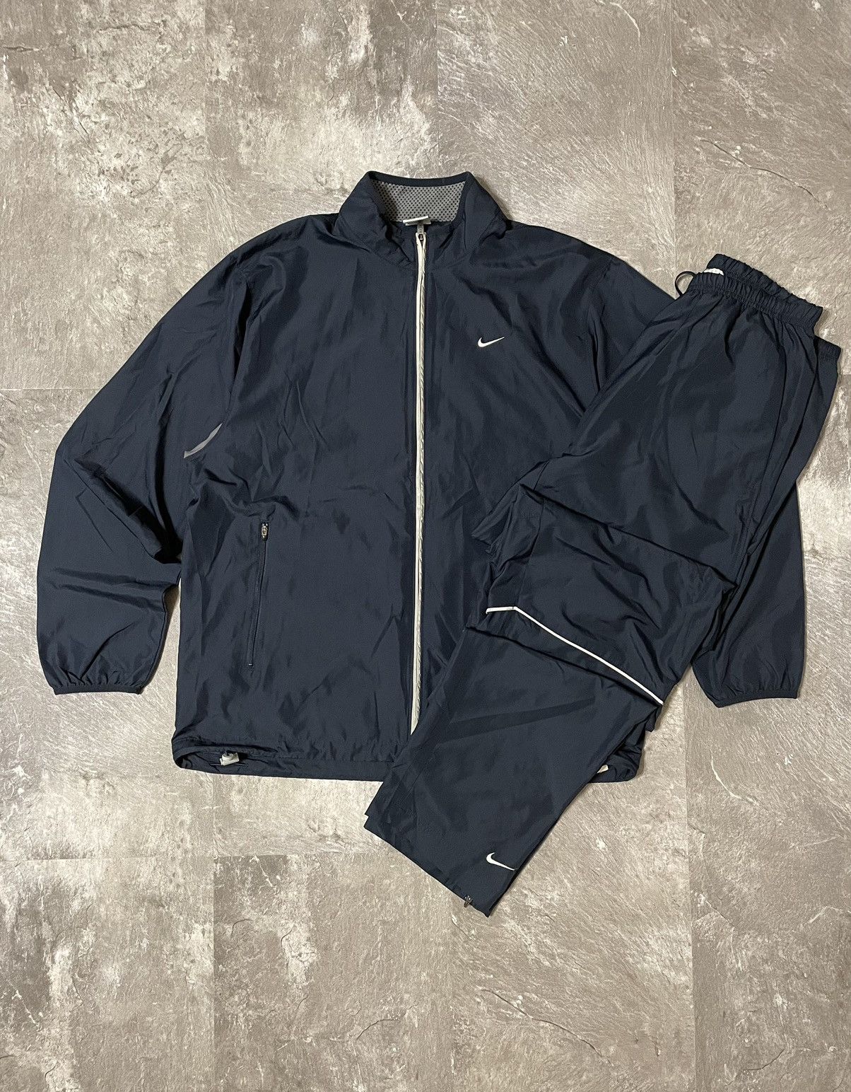00'S Nike Jersey Track Jacket Men's L size polyester navy blue type Vintage Second Hand