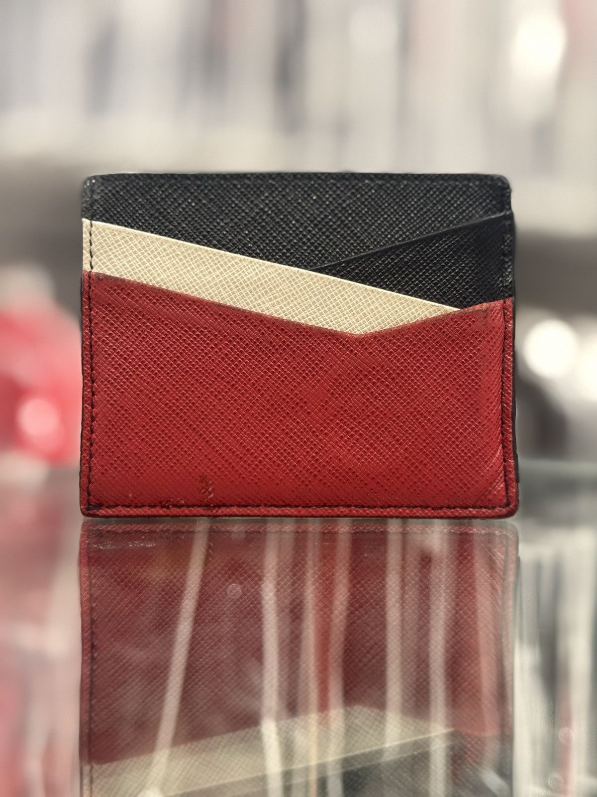 Prada Prada Saffiano Leather Contrast Logo Cardholder Size ONE SIZE - 4 Thumbnail