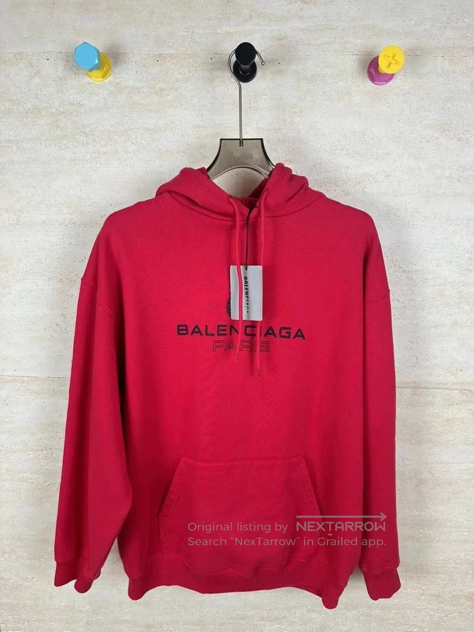 Balenciaga Balenciaga Red Crown Lock Hoodie S. Size US S / EU 44-46 / 1 - 1 Thumbnail