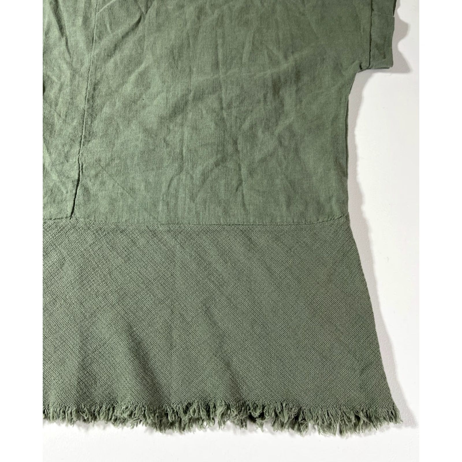 Vintage VINTAGE The Lino Lounge Women’s Sleeveless Top Blouse One Size Green Linen Blend Heart Patch Bohemian Casual Short Size ONE SIZE - 7 Thumbnail