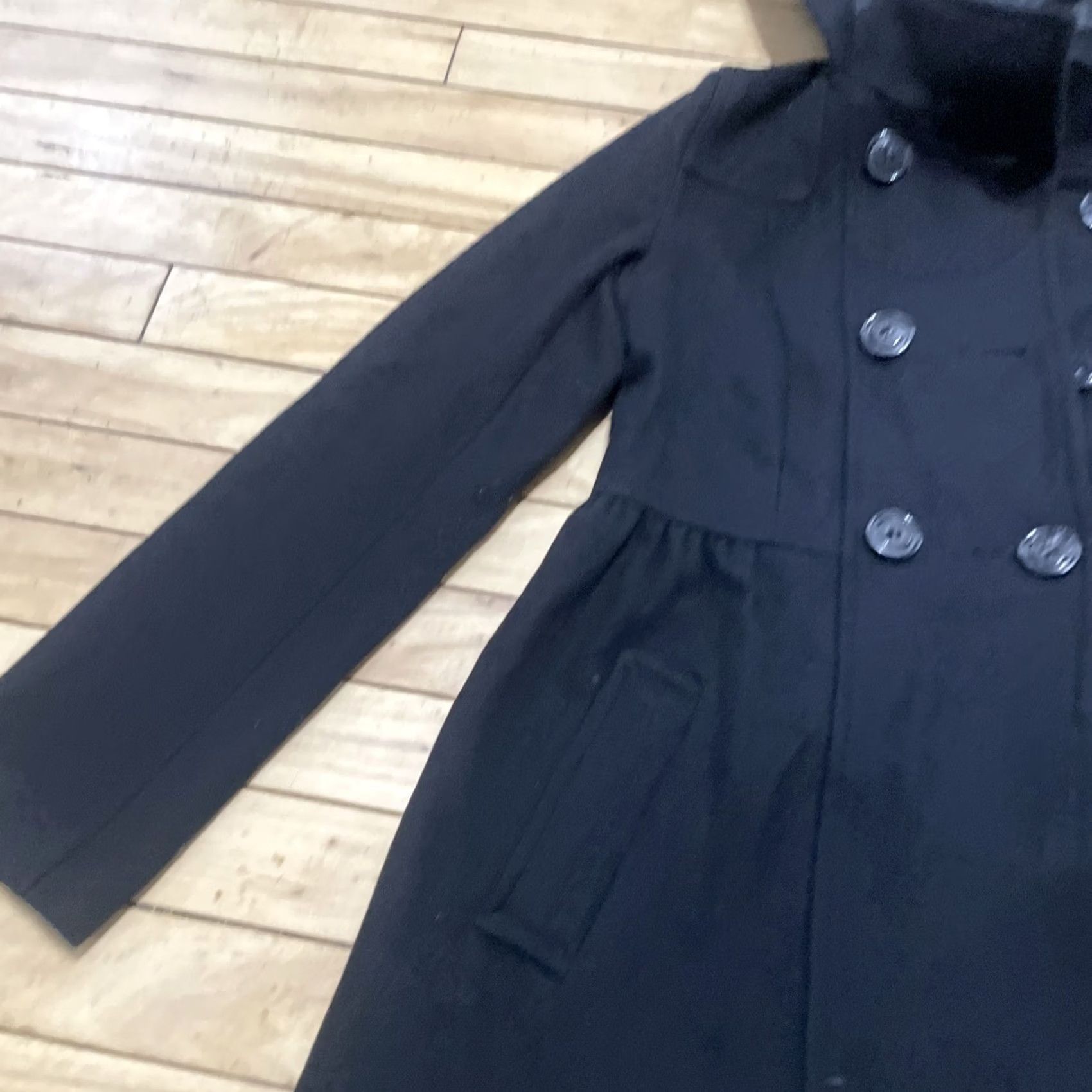 H&M H&M Pea Coat Hoodie Women Junior 4 Lined Black Double Breasted Pockets Button Up Shirt Coat Mens Womens Girls Boys Size S / US 4 / IT 40 - 5 Thumbnail